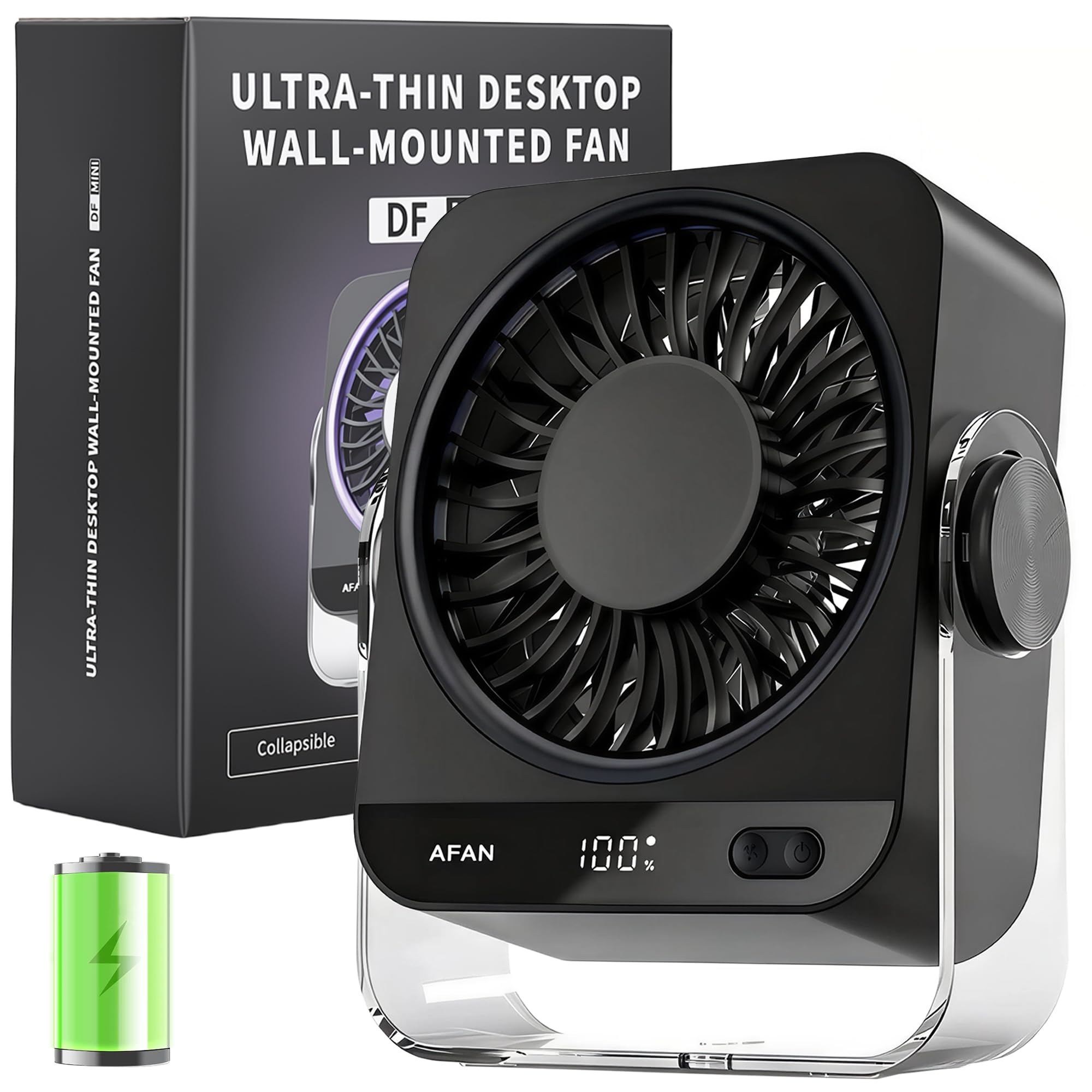 Ventilateur de bureau pour chambre à coucher silencieux et rechargeable