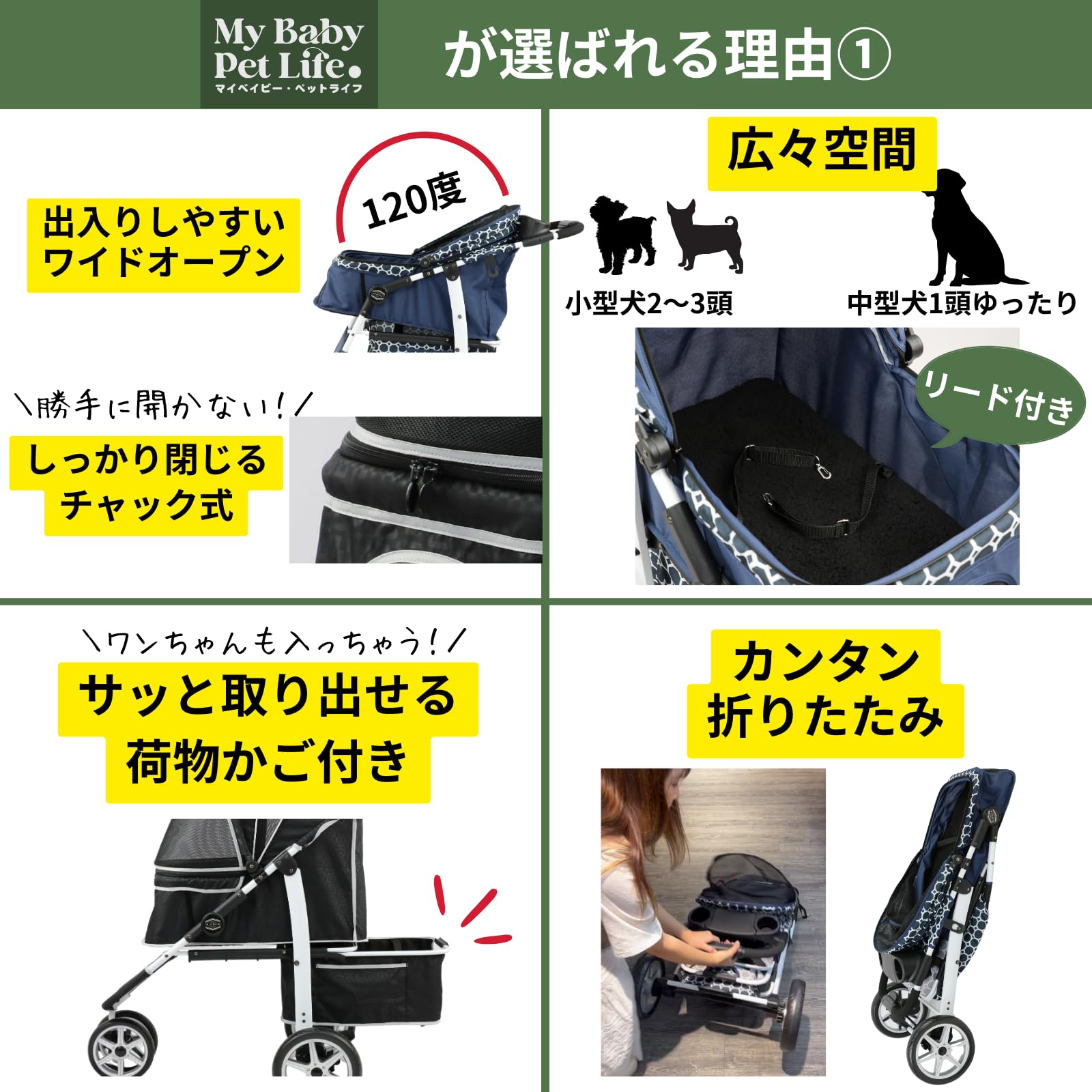 ◆My Baby Pet Life EASY GO! 折り畳み式ペットカート 黒 Amazon.co.jp: My Baby Pet Life 折りたたみ ペットカート (広い視界