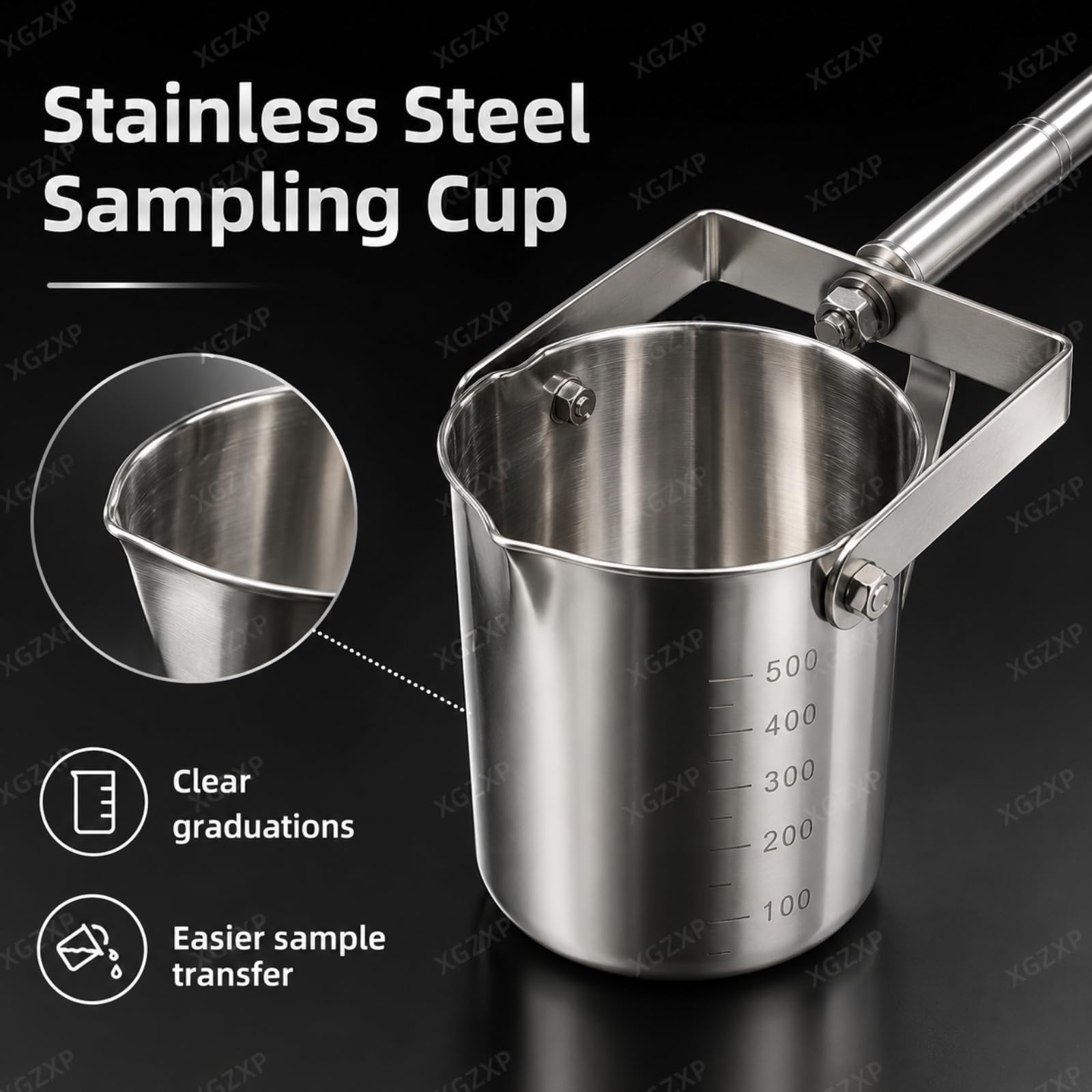 Cucharón Telescópico para Muestreo De Agua, Cucharón De Acero Inoxidable para Muestreador De Vasos De Precipitados con Péndulo, Vaso Graduado Desmontable para Muestreo 500ml-3m
