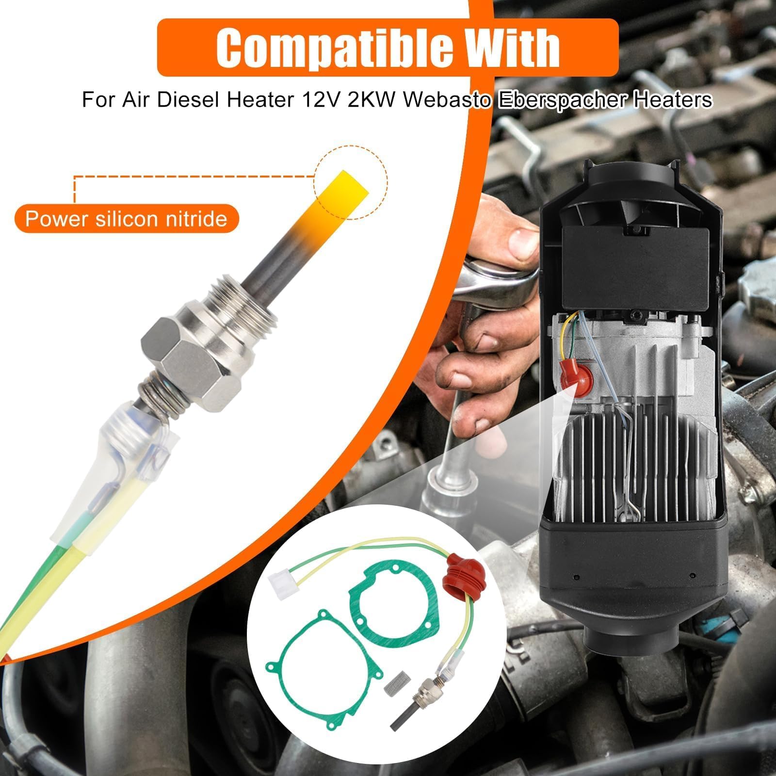 Bougie De Préchauffage Céramique 12V/24V 5-8kW – Kit Complet Avec Filtre Pour Chauffage Diesel Voiture, Camion, Bateau