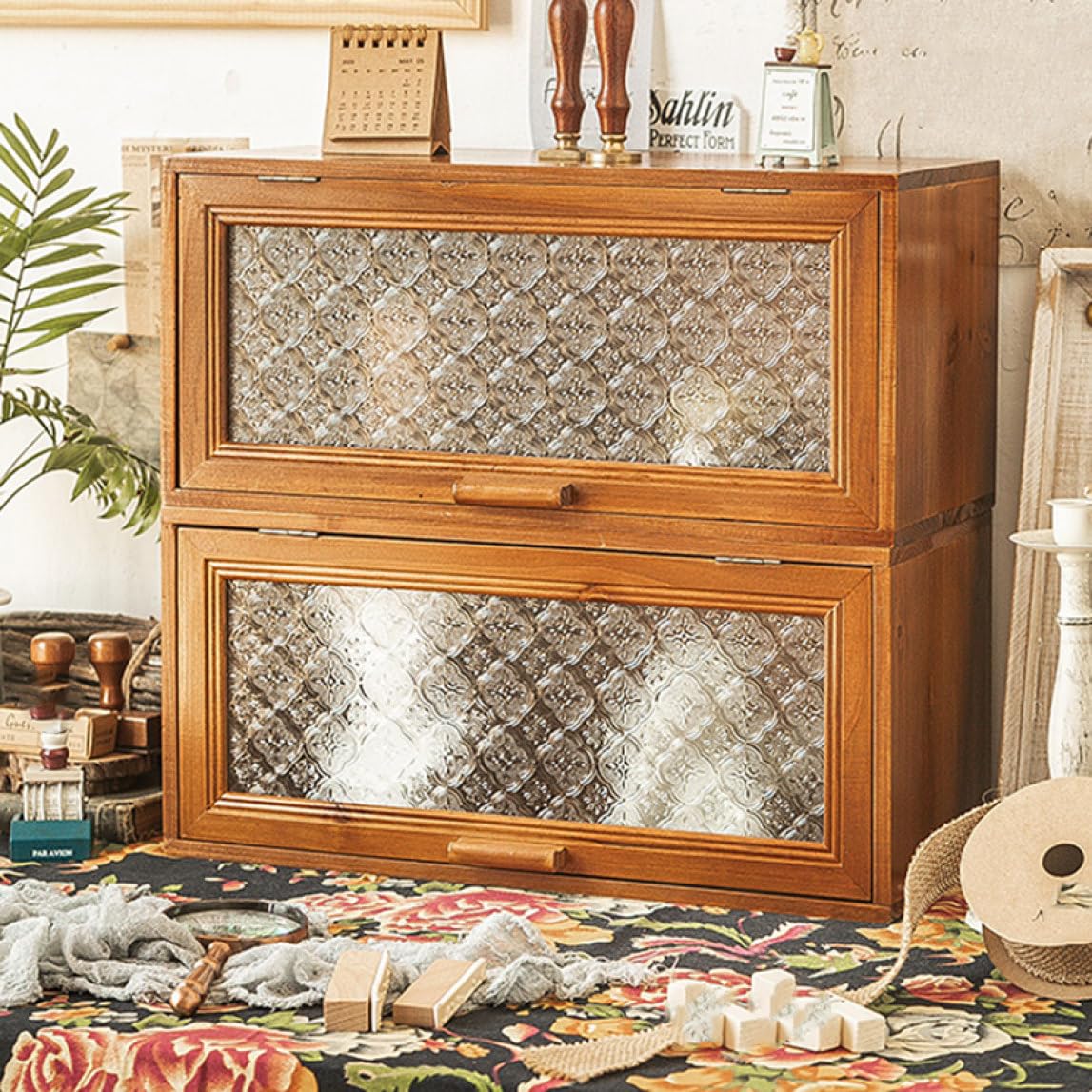 Amazon｜MJKQ9 ミニ食器棚 木製 大容量 多機能 ミニ 食器棚 おしゃれ