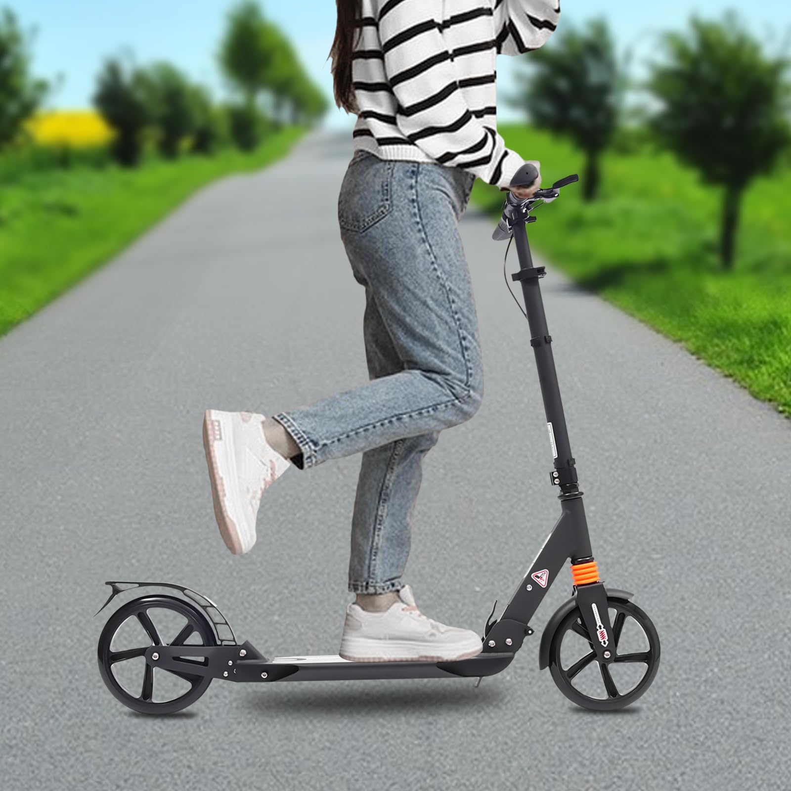 Trottinette Pliable Style T En Aluminium – Adulte Et Enfant – Hauteur Réglable 89/96/104 Cm – Roues PU 200 Mm – Charge Max 100 Kg – Frein Arrière Et Plateau Antidérapant
