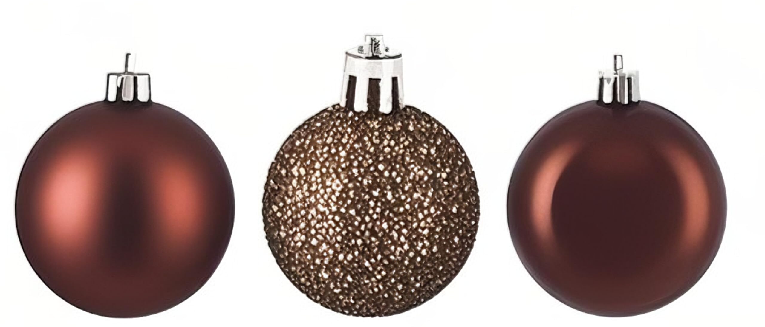Relaxdays Palline di Natale, Set 50 Palle Albero, Addobbi Natalizi, Sfere in Plastica Opache, Lucide e Glitter, Marrone