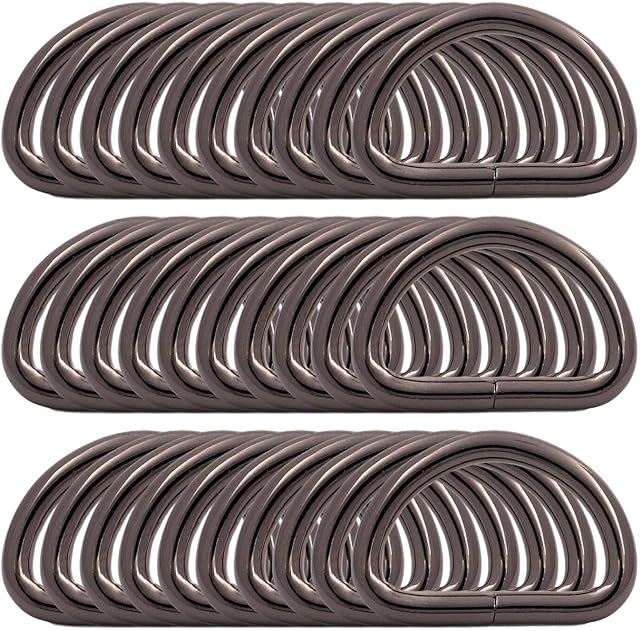 BIKICOCO Metal D-Rings Buckle, 1 Inch Non-Welded for Webbing Sewing DIY - Gunmetal - Pack of 30