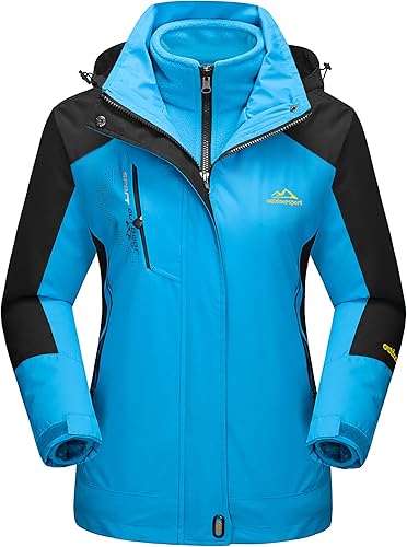 Miniatura 8 de MAGCOMSEN Abrigos de invierno 3 en 1 para mujer chaqueta de esquí resistente al agua cortavientos chaqueta de invierno Negro, Azul lago, Púrpura,