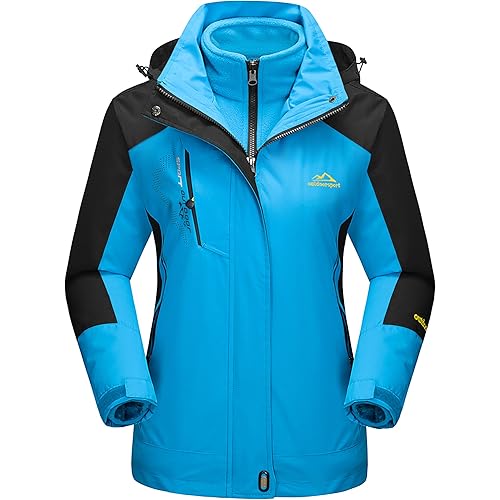 MAGCOMSEN Women's 3-in-1 Winter Coats Snow Ski Jacket Waterproof Windproof Fleece Lined Winter Jacket Parka