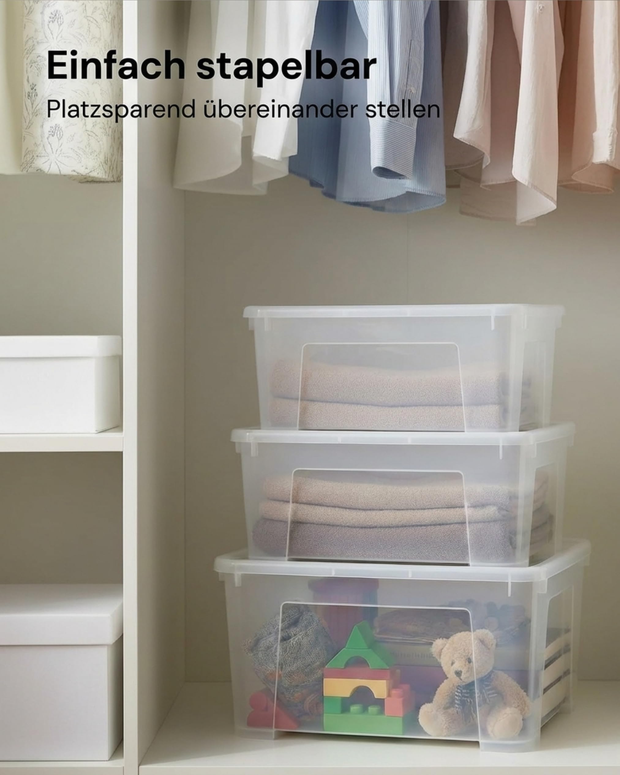 IKEA Samla Aufbewahrungsbox mit Deckel – 45L mit Deckel, Stapelboxen transparent – Robuste Boxen Aufbewahrung – Große Aufbewahrungsboxen für Haushalt & Keller