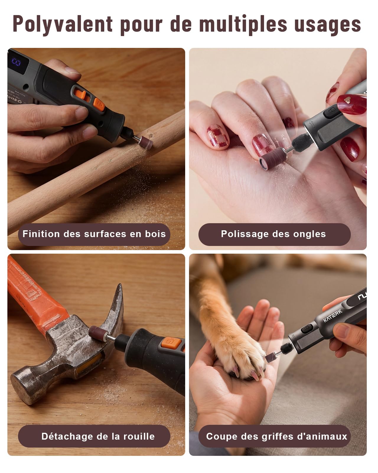 Katerk 150 Piezas Tambores de Lijado, Manguitos de Lijado Mini de 8 mm con Bandas de Lijado de Grano 80/120/180, Compatible con Limadoras de Uñas para Perros y Herramientas Rotativas