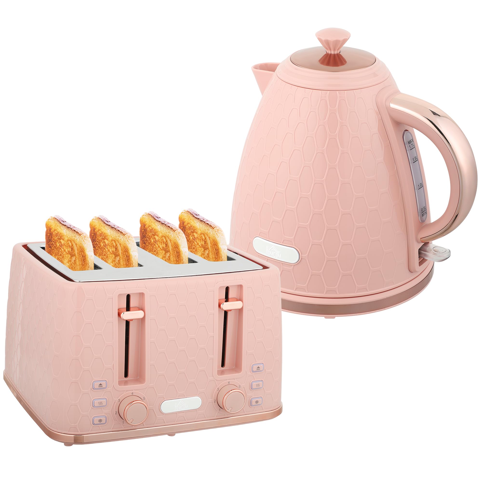 HOMCOM 1.7L Kettle and 4 Slice Toaster Set - Blue