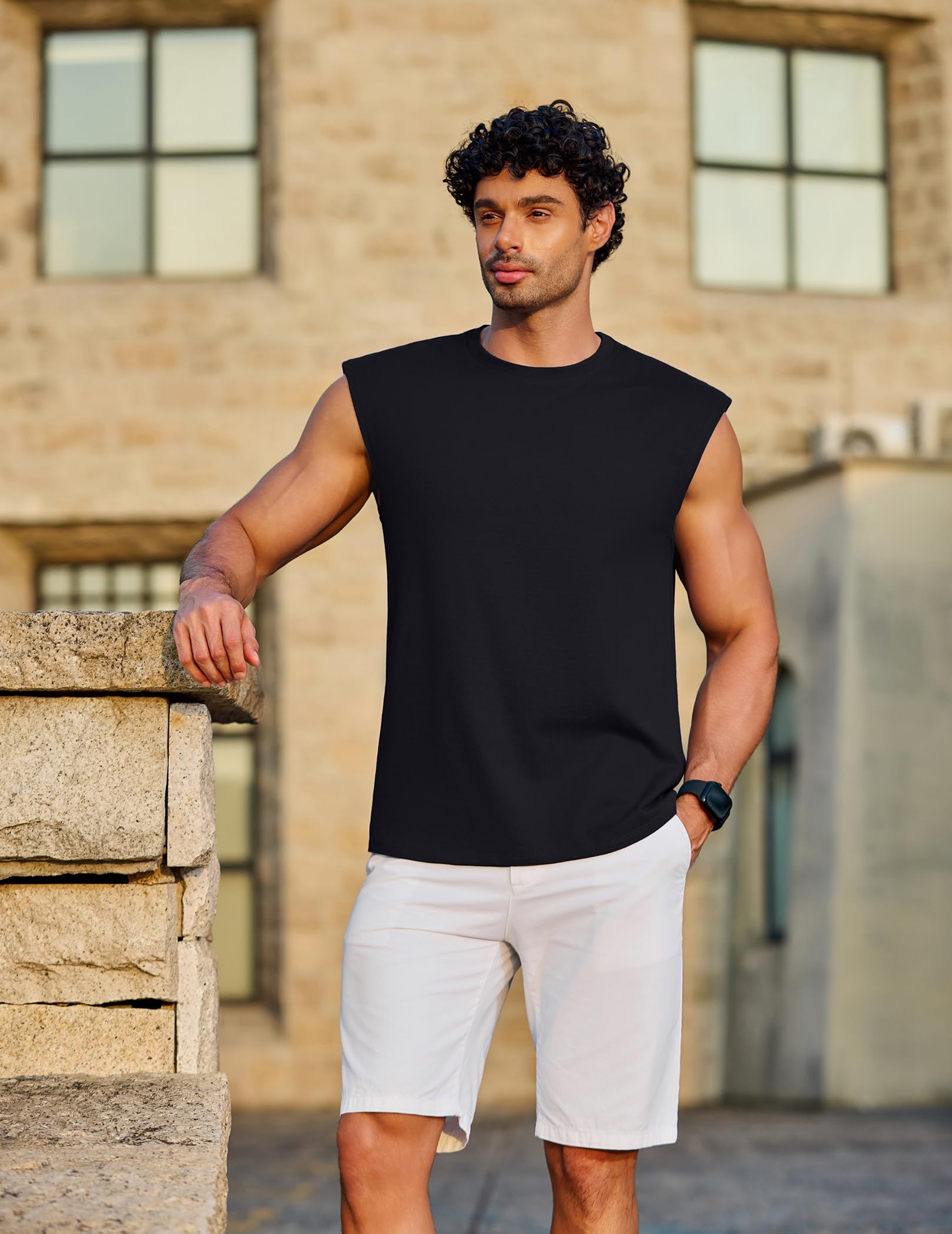 COOFANDY Camiseta sin mangas para hombre, de algodón, sin mangas, para entrenamiento, ropa de calle