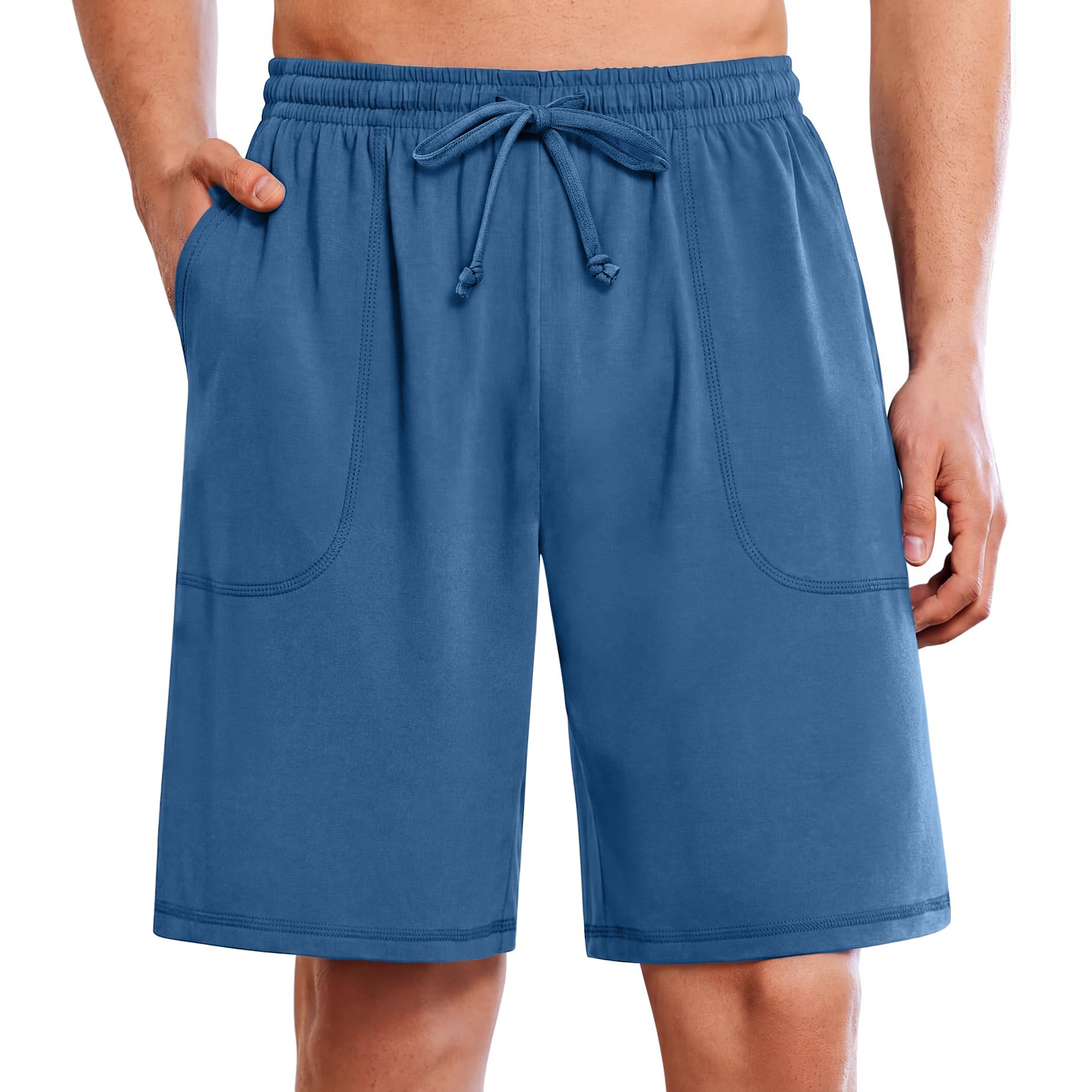 Aseniza Herren Schlafanzughose Kurz Baumwolle Pyjamahose Loungehose Schlafshorts Bermudahose Sommer Loungewear für Männer