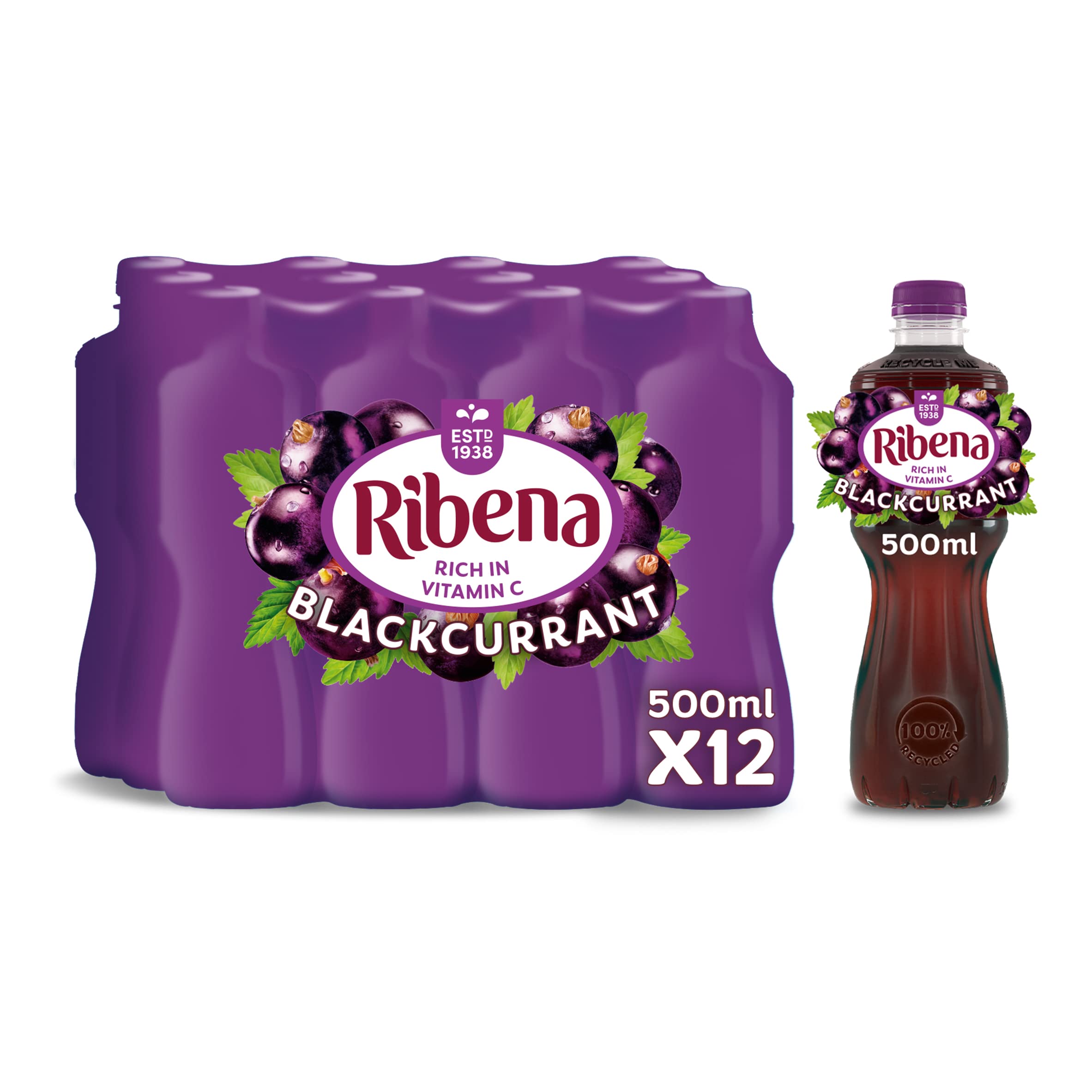 Buy Ribena Blackcurrant Juice Drink 500ml Multipack of 12 Real