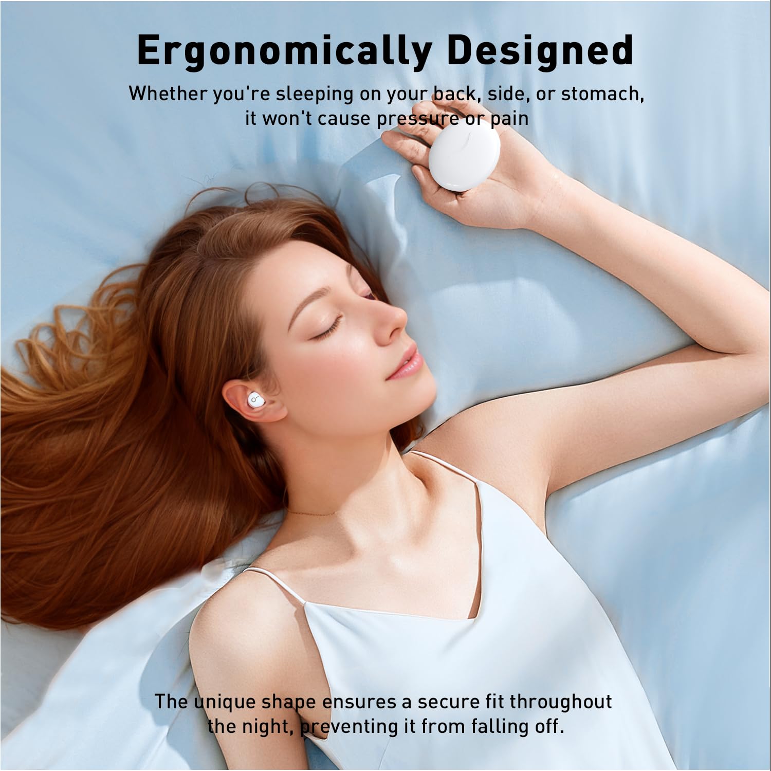 Mykindult Sleep Headphones, Wireless Sleep Earbuds for Side Sleepers, Mini Earbuds for Sleeping, Ultra-Thin Bluetooth 5.4 Headphones, Comfortable Invisible – White