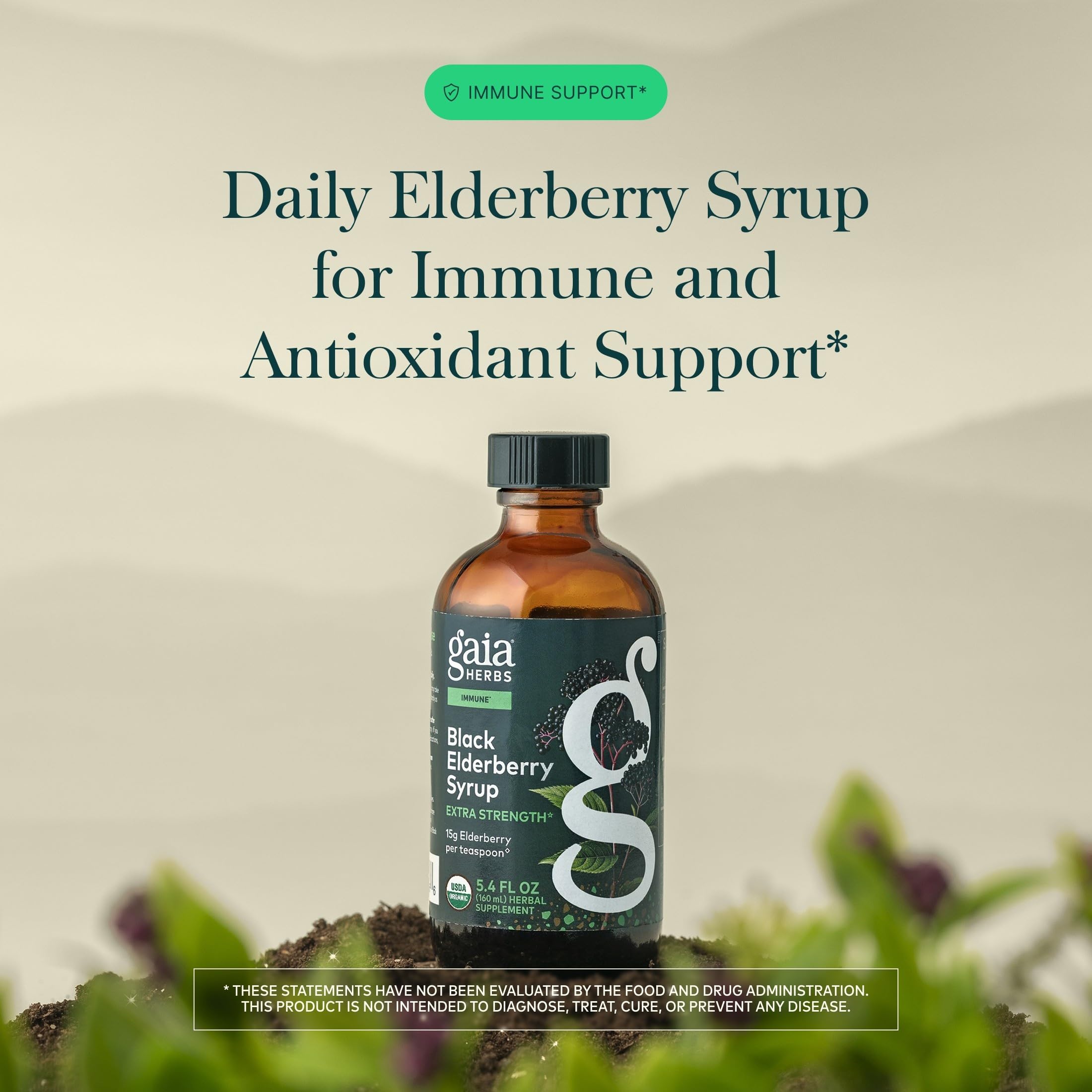 Gaia Herbs Black Elderberry Syrup, 5.4 Fl Oz, About 32 to 128 Servings — Amazon image 3