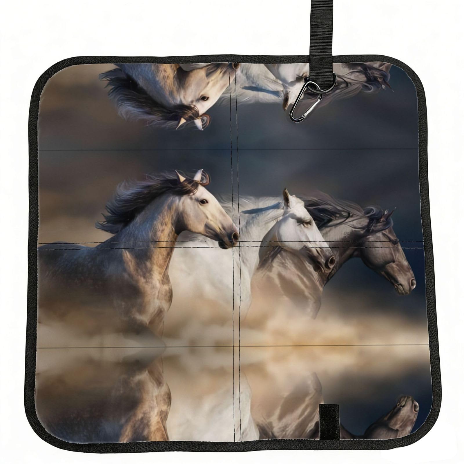 WZYCWB Running Horse (3) Foldable Seating Cushion with Carabiner - Stadium Mat for Camping, Hiking and Outdoor Activities