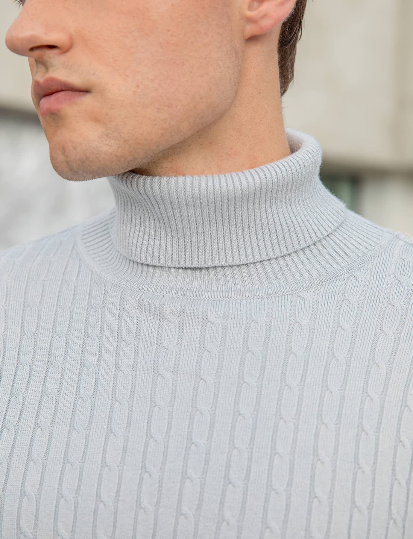 AIDEAONE Maglione Dolcevita da Uomo Maglione Casual a Costine Slim Fit a Maglia Collo Alto Pullover Dolcevita