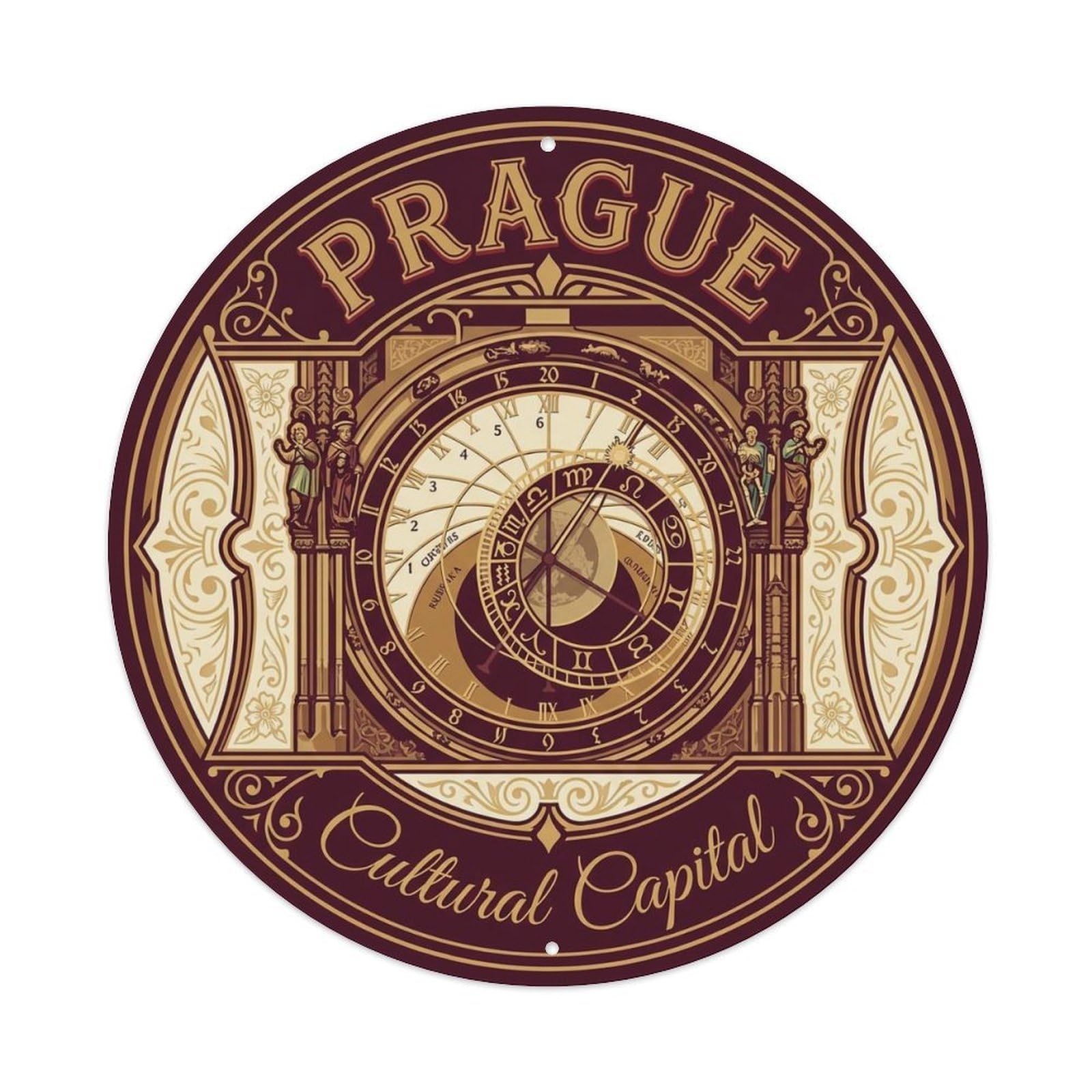 Yrnq 8X8inch Vintage Style Vintage Travel Prague Czechia Start Metal Tin Sign