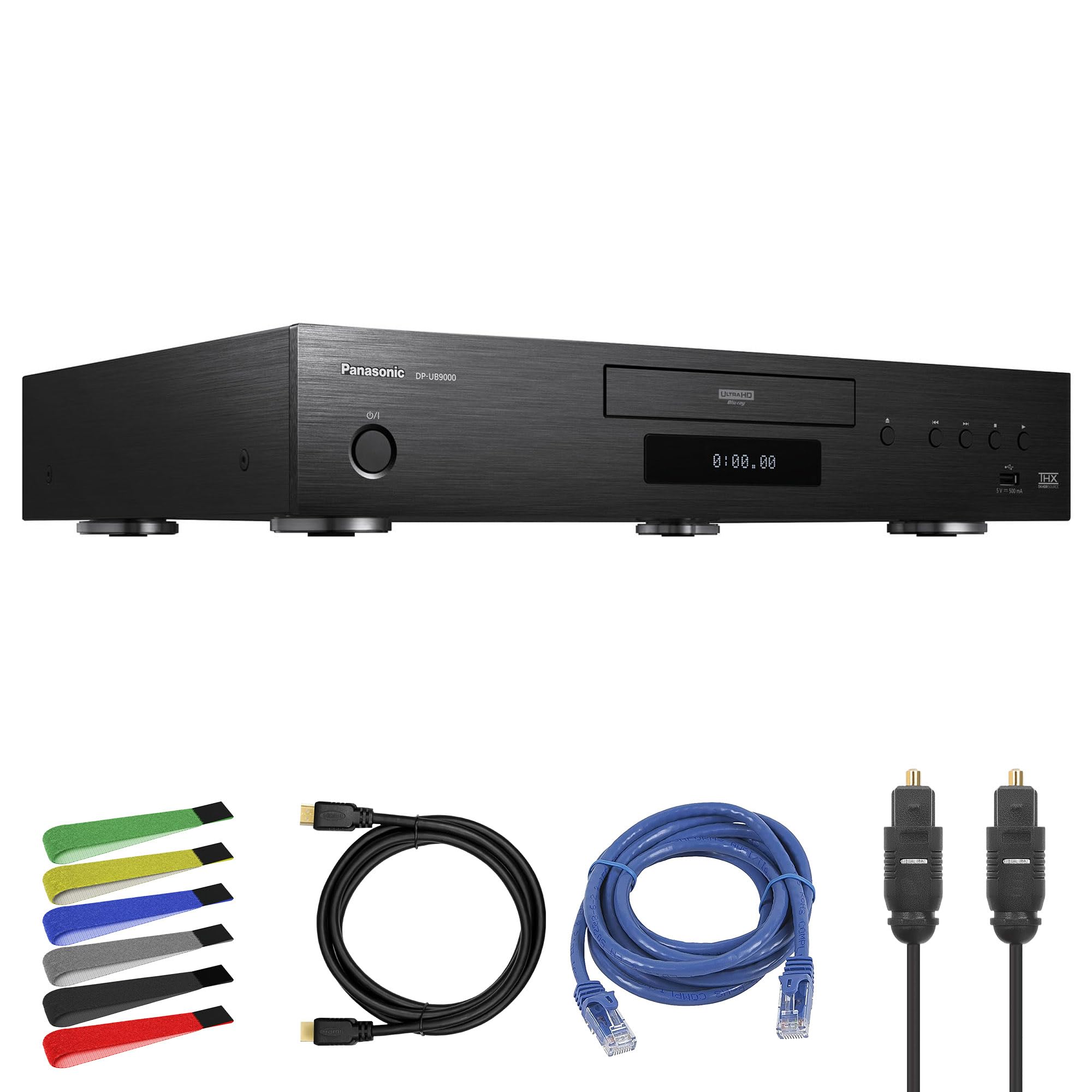 Panasonic DP-UB9000P1K: HDR10+, 4K UHD, Dolby Vision Network Streaming Blu-ray Disc Player + HDMI Cable + Optical Audio Cable