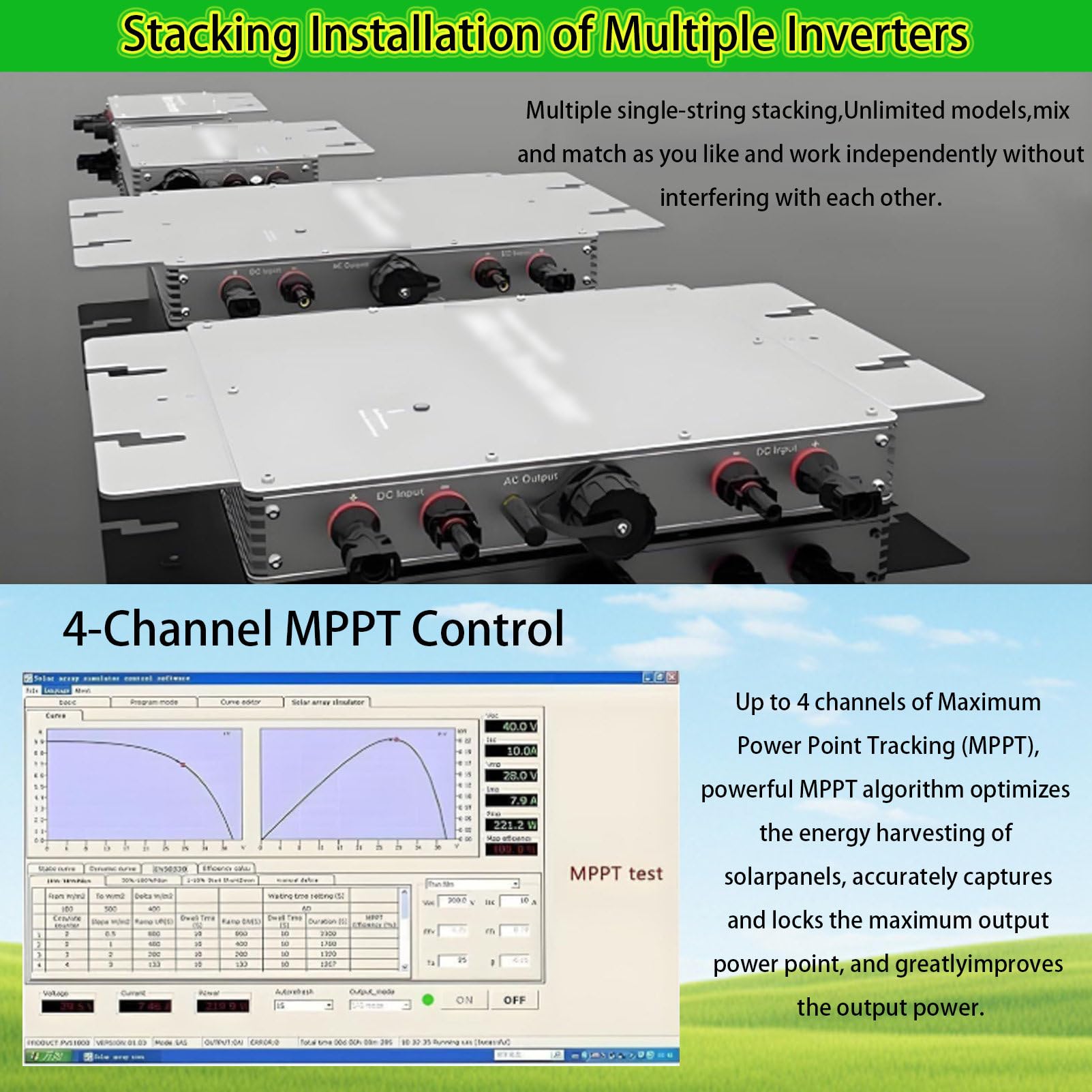 Mikroinwerter Solarny Mppt O Mocy 300 W/350 W/400 W/600 W/700 W/800 W/1200 W/1400 W/1600 W, Mikroinwerter, Stopień Ochrony Ip65, Do UżYtku Domowego I Komercyjnego 600W