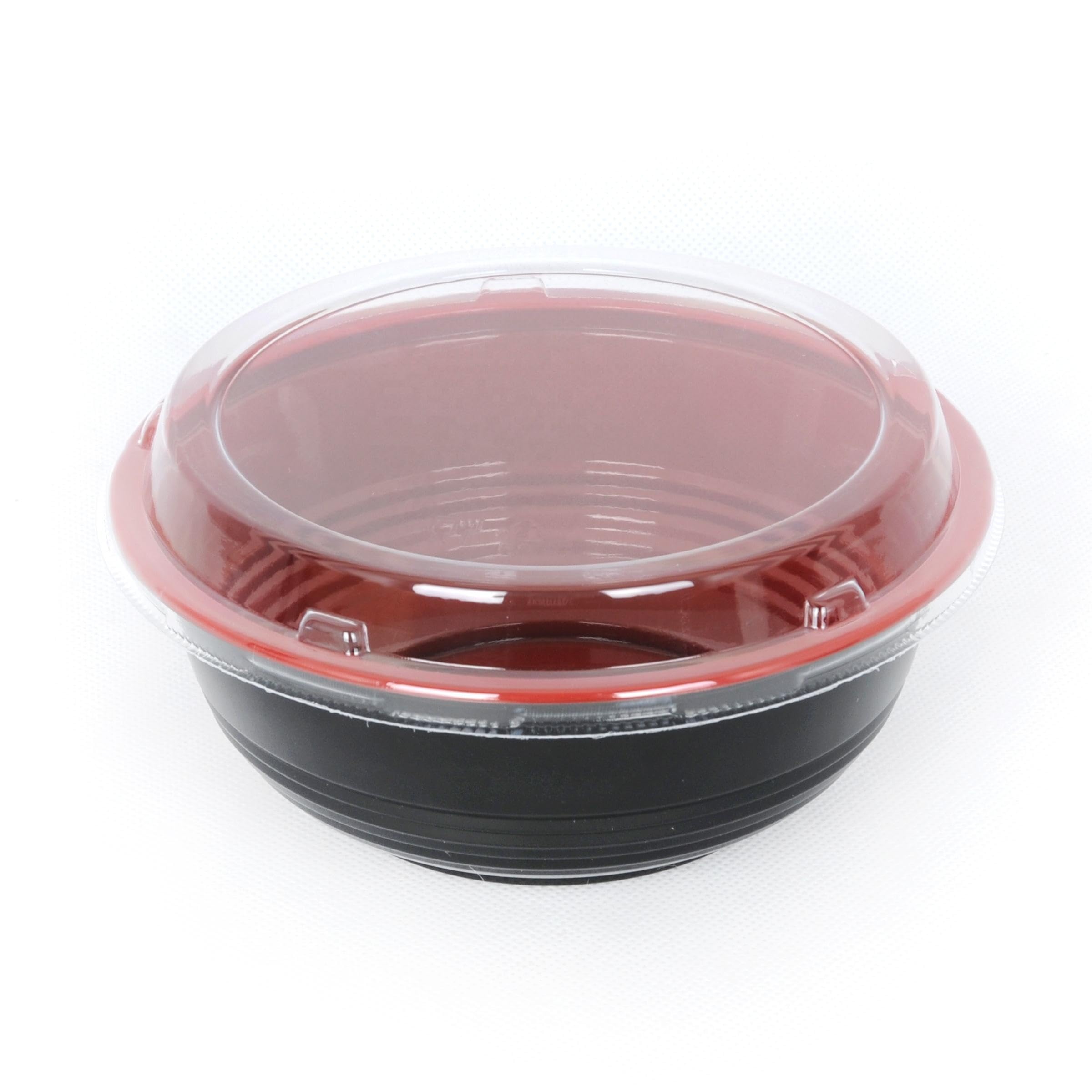 POPMISOLER 300-Pack 18oz Asian-style microwave salad bowls (with lids) | Red and black disposable takeaway bowls | For picnics and takeaways