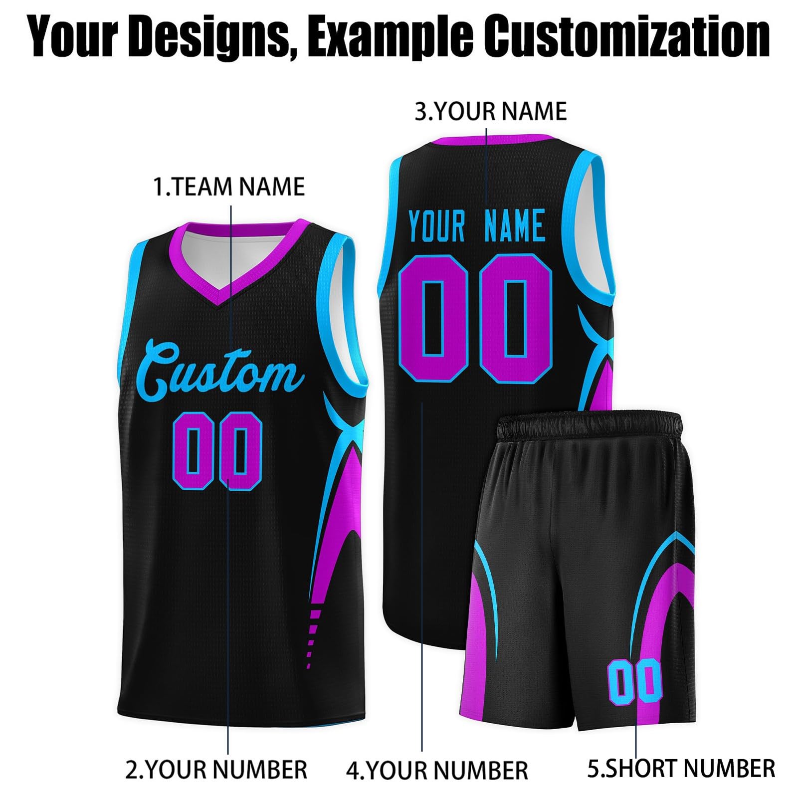 Maillot de Basket Personnalisé & Shorts, Tenue de Team Personnalisable pour Basket, Idéal pour Représentation sur Terrain