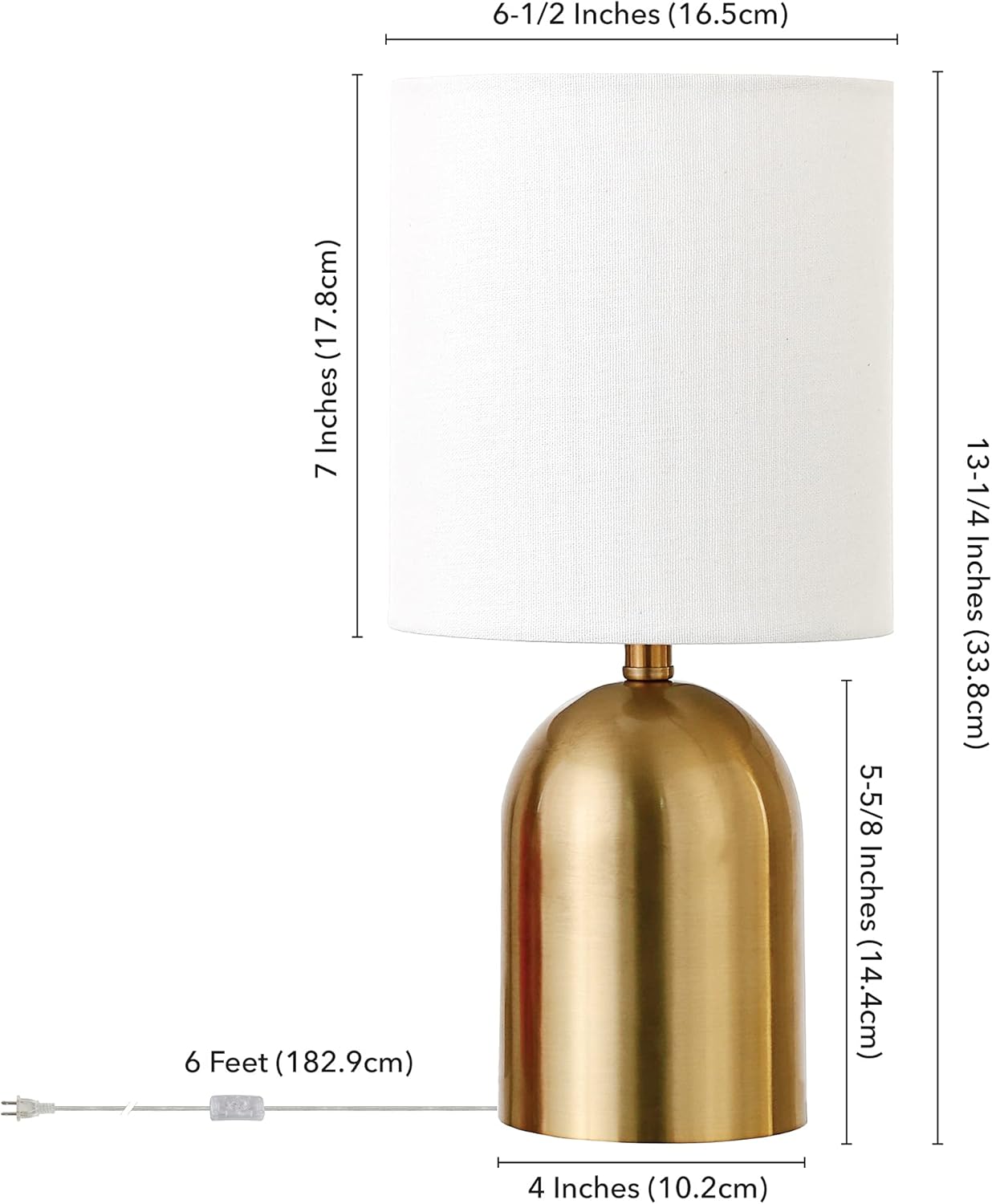 Brass Mini Table Lamp with White Linen Shade