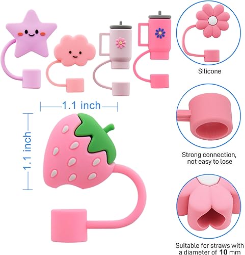 Miniatura 23 de Straw Cover Cap for Stanley Cup,Straw Topper Compatible for 30&40 Oz Tumbler with Handle,10mm 0.4in Dust-Proof Reusable Straw Tips Lids,Straw Tip