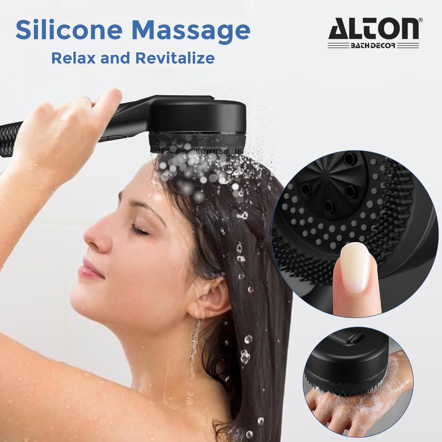 ALTON Black Hand Shower - 4 Spray Modes -4 ALTON Black Hand Shower - 4 Spray Modes -4
