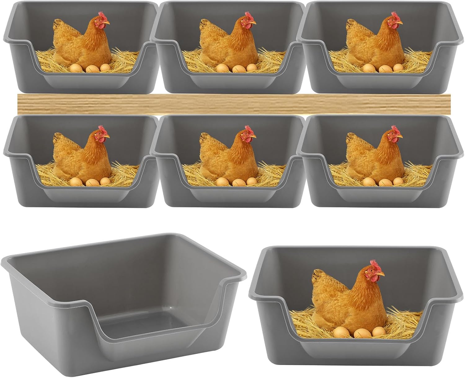 8 Pcs Washable Chicken Nesting Box, Floor Durable Chicken Coop Accessories Easy Clean Plastic Square for Hens Ducks and Poultry for Egg Collection Backyard