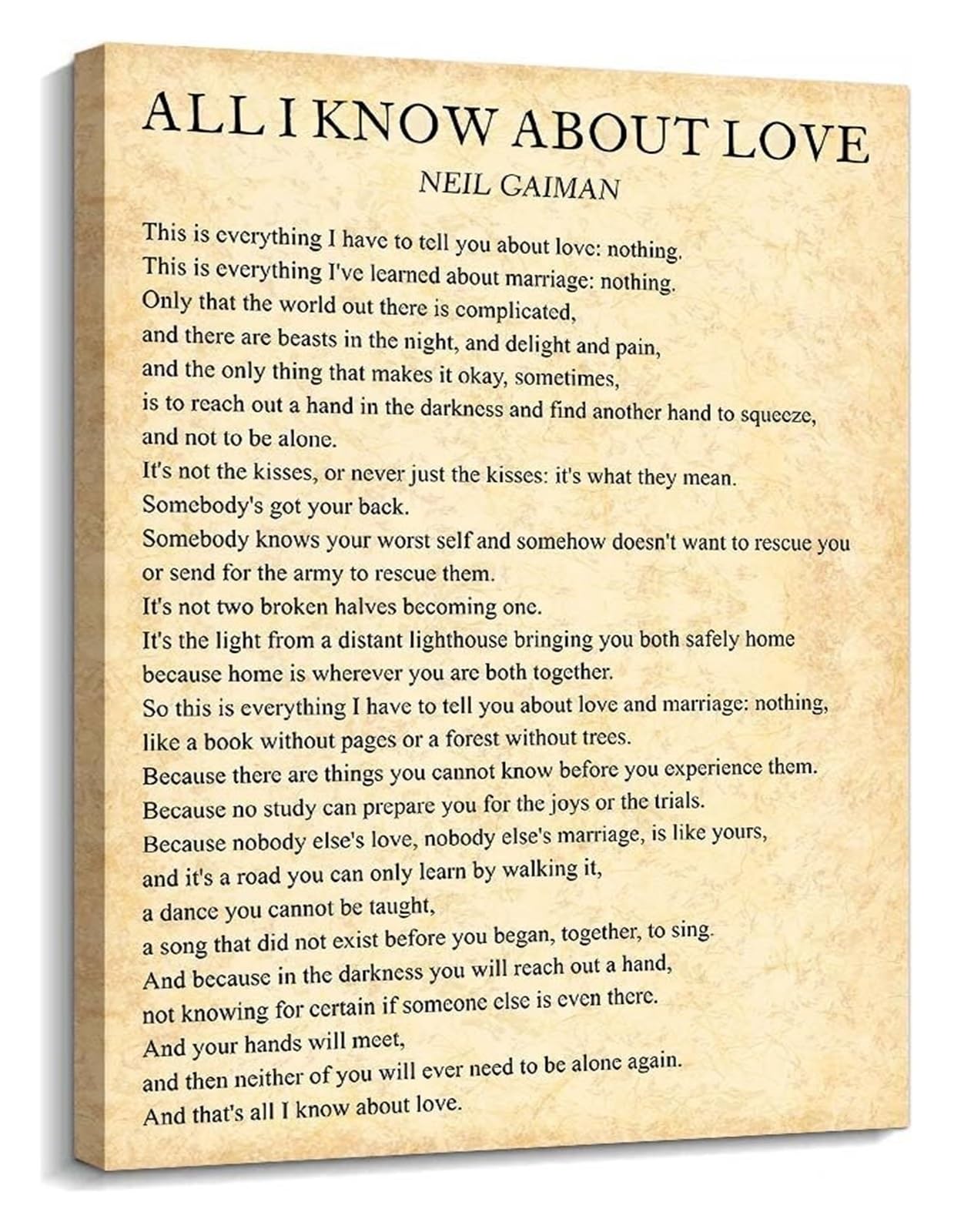 LLBOGRGGN Wedding Reading Poster - Romantic Love Poetry Quote Canvas Art, Sentimental Gift for Couples, Engaged & Married Home Decor(Unframed,12x18inch(30x45cm))