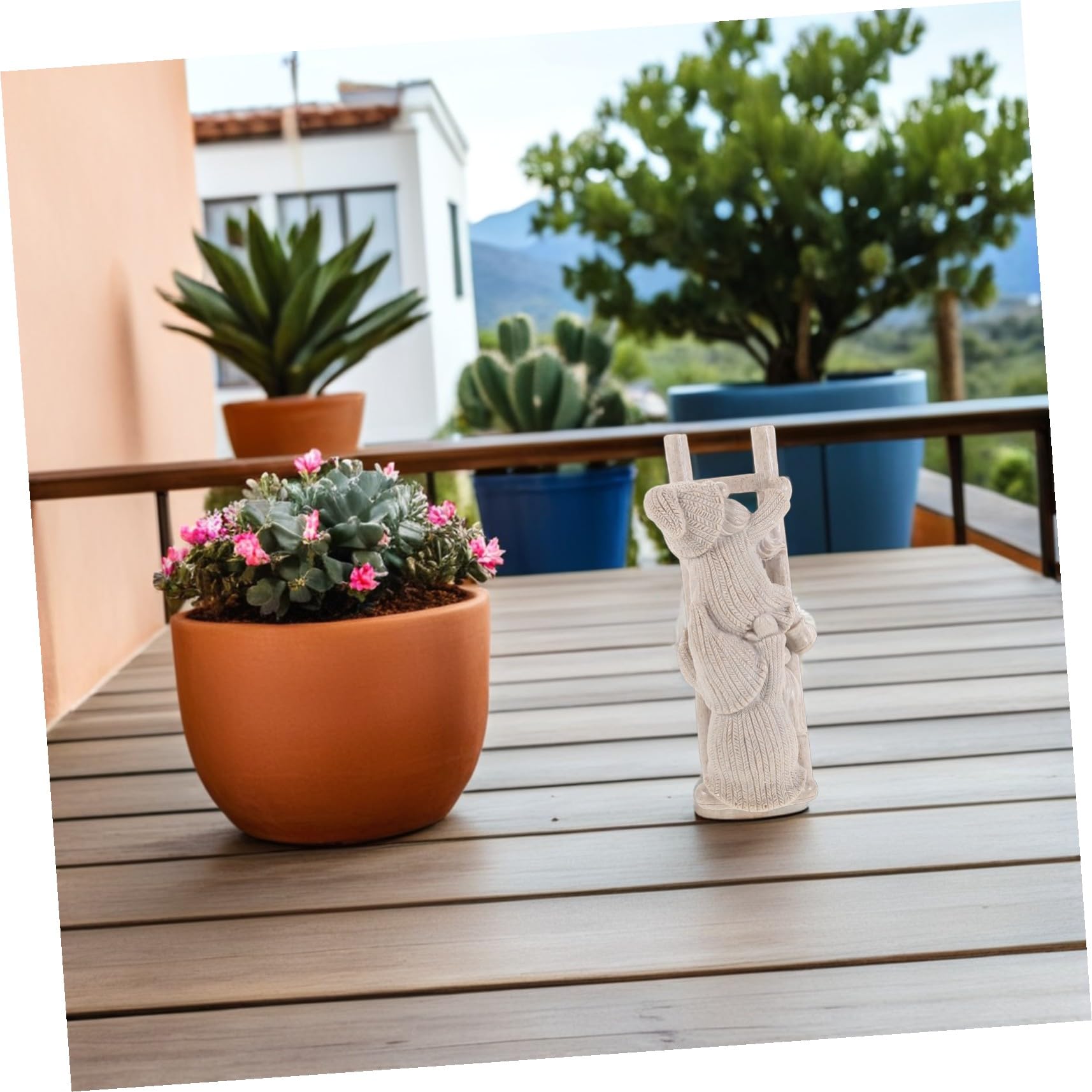 SUPVOX Sculpture De Noël en Résine pour Jardin GNOME Grimpant Amusant Figurine De GNOME Grimpant Ornement De Jardin en Résine Beige