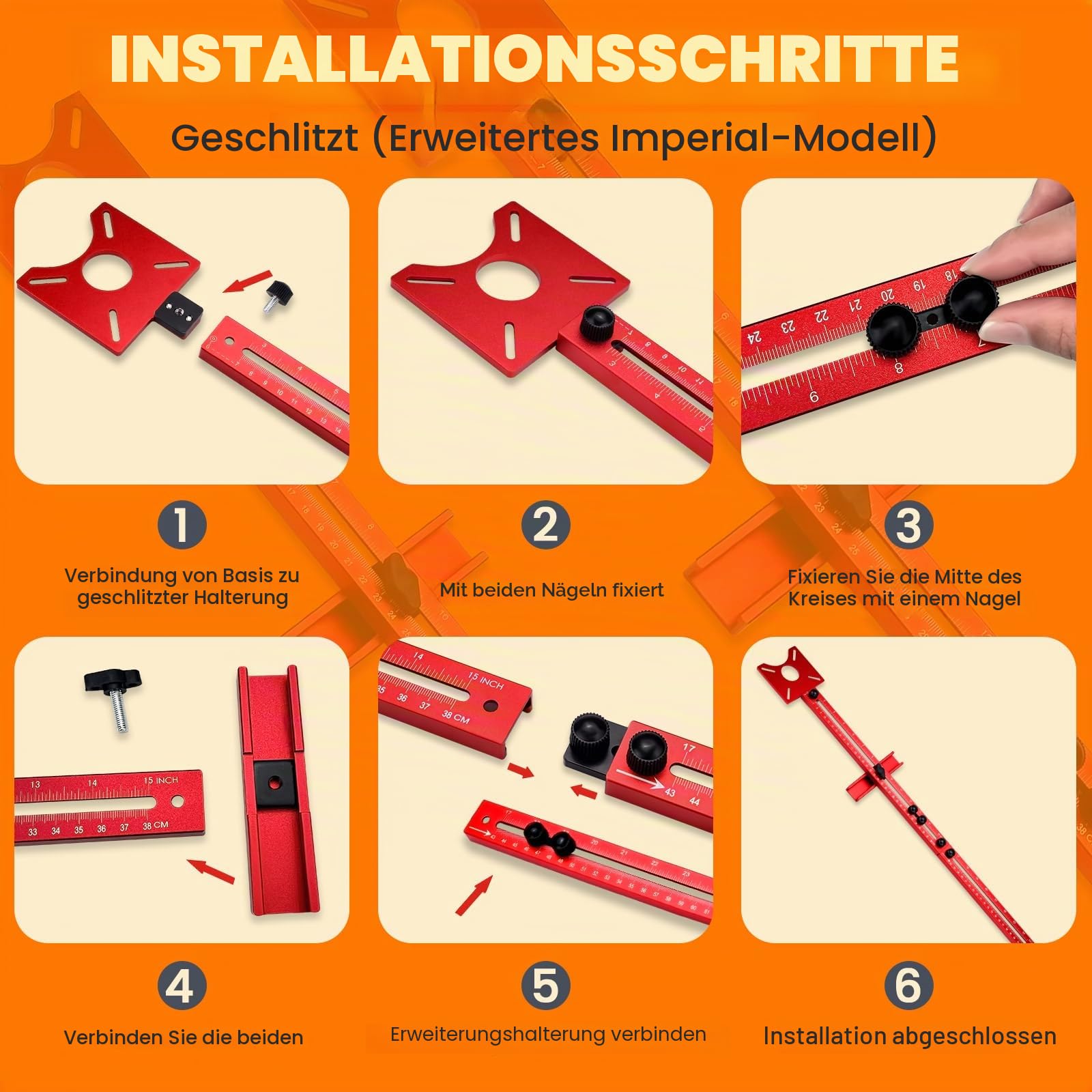 Multifunktionale 4-in-1-Fräsrillenhalterung, Aluminiumlegierung, verstellbare Fräs-Werkzeug, Kreisvorrichtung, Schneidführung für Holzbearbeitung (Verlängerung)