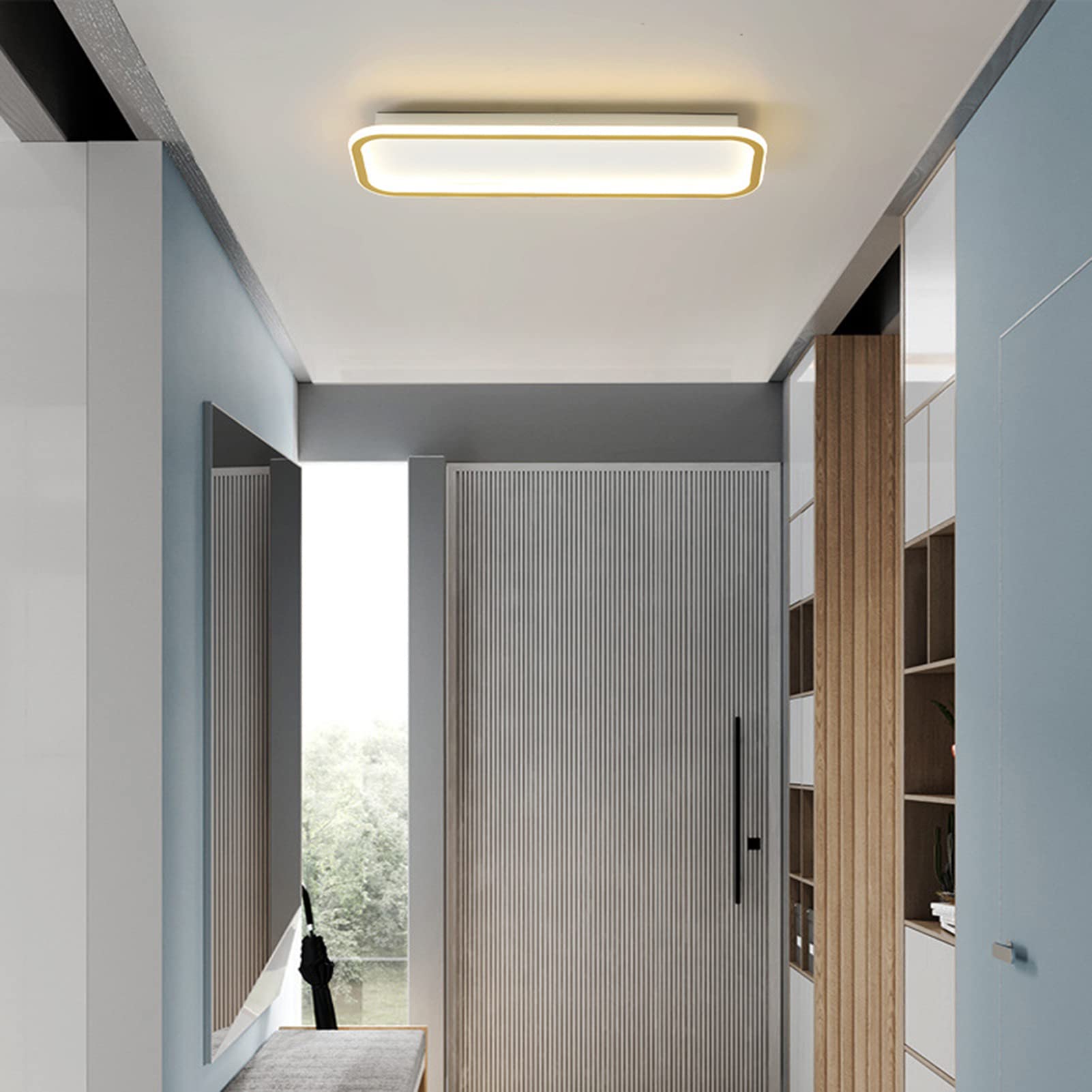 Plafoniera LED Soffitto Rettangolare Moderna, Lampada LED Soffitto Rettangolare per Soggiorno, Camera da Letto, Cucina, Bagno (Oro, Bianco Caldo)