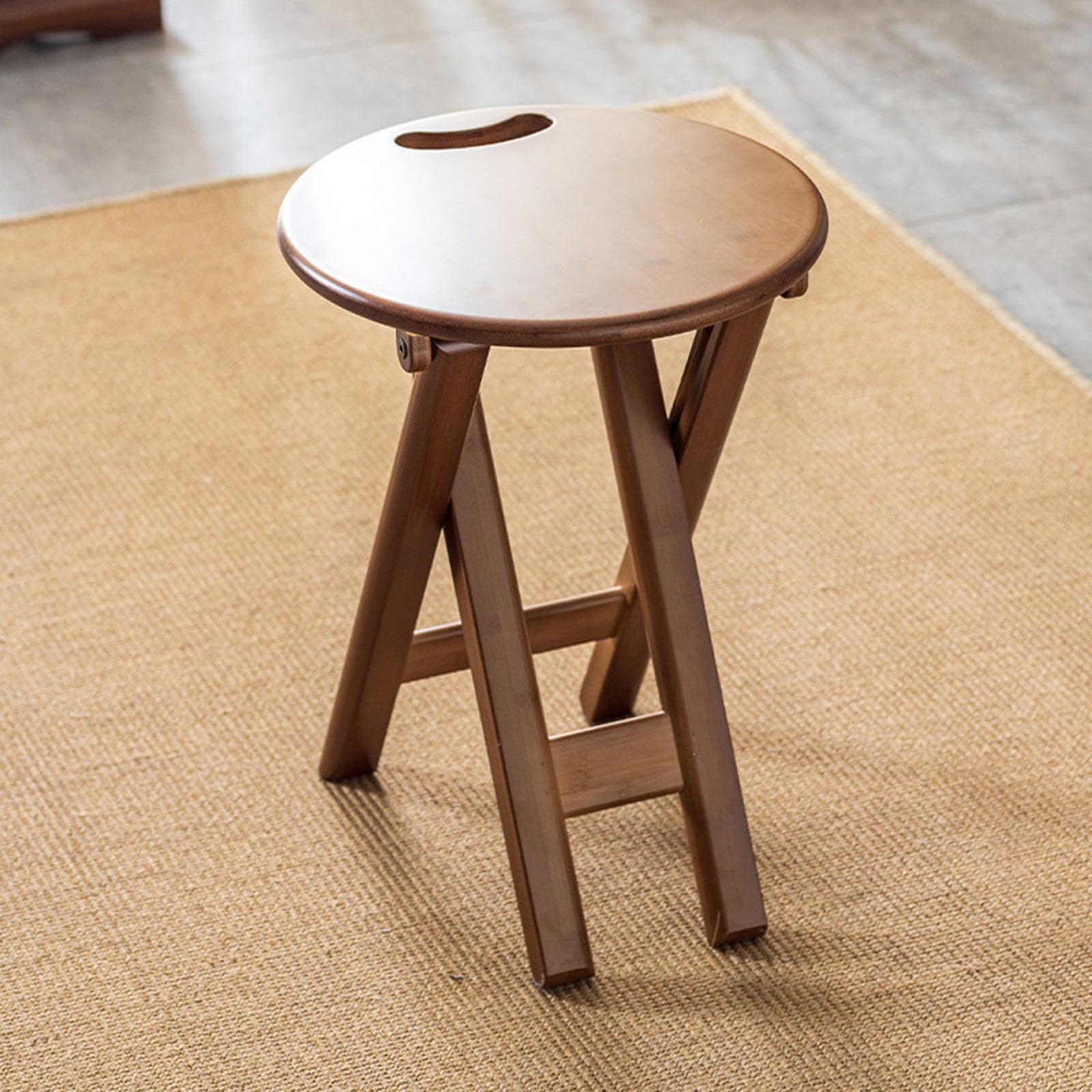 Enakshi® Bamboo Folding Stool Round with Handle Kitchen Chair for Indoor Home Kitchen|Home & Garden | Furniture | Benches & Stools-image-31