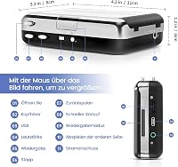Reshow Hordozható Kazetta Lejátszó MP3 Konvertáló USB Csatlakozással - Walkman Kazetták Digitalizálása PC Kompatibilitással 5