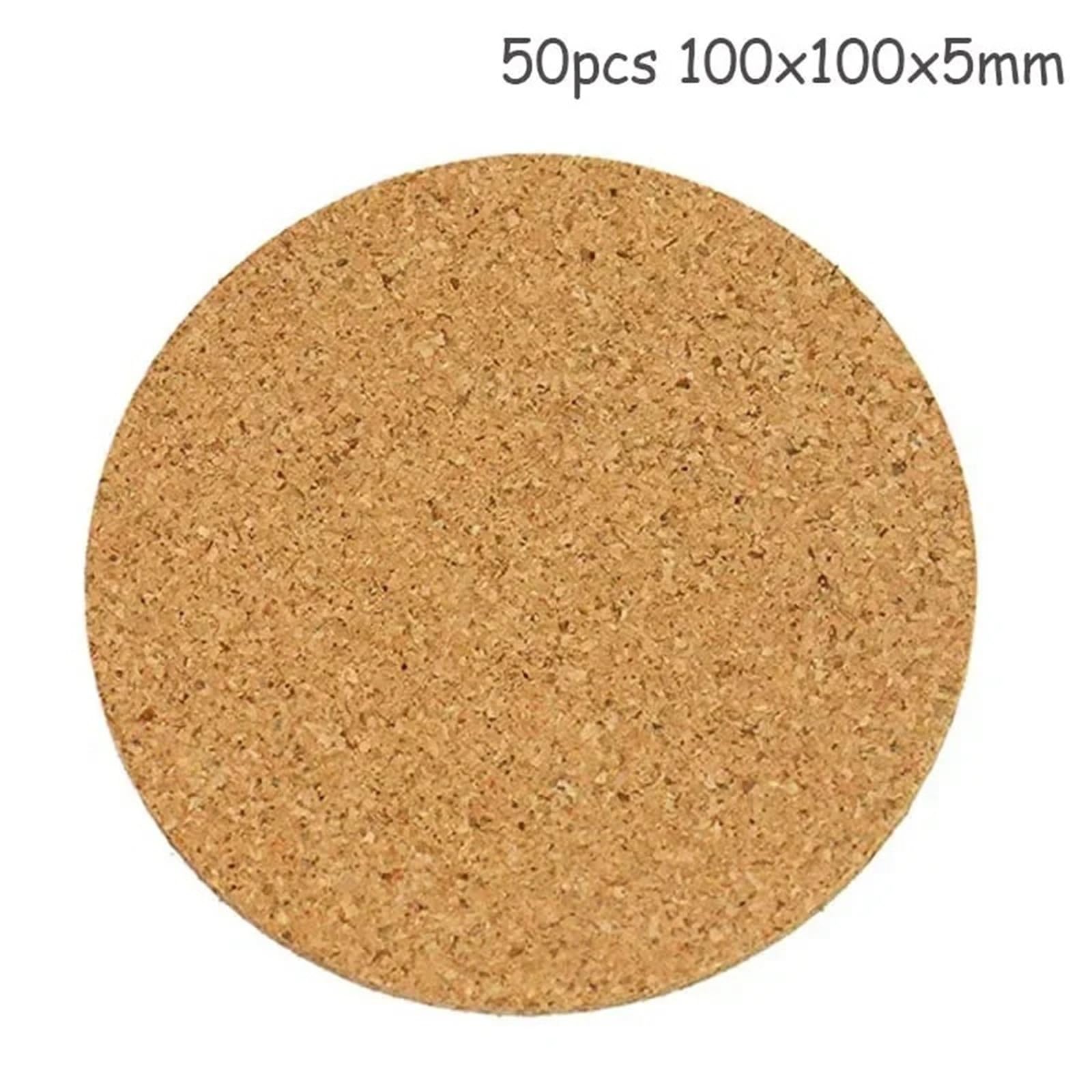 sous-Verres Ronds en liège, Tapis de Tasse naturels for Table de Cuisine et décoration, 50 pièces