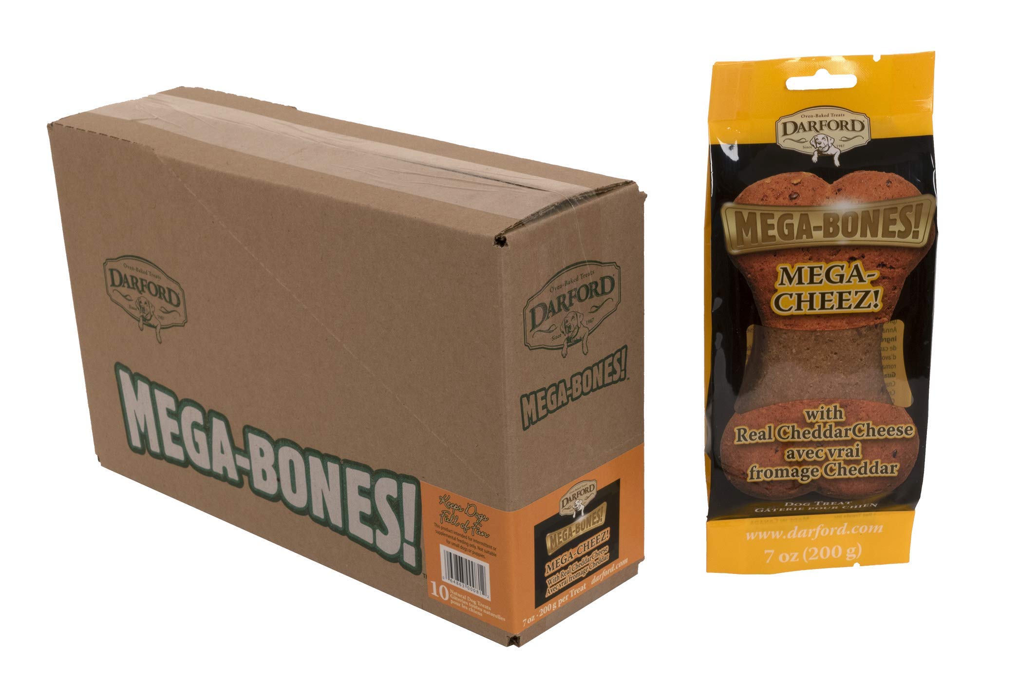Darford Mega Cheddar Cheese Bone, (Value Pack of 10 / 199g Bones