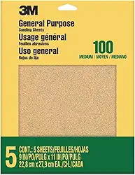 Lixa 3M 9002NA-20, gramatura 100, 5 folhas, ótima para uso geral, 23 x 28 cm