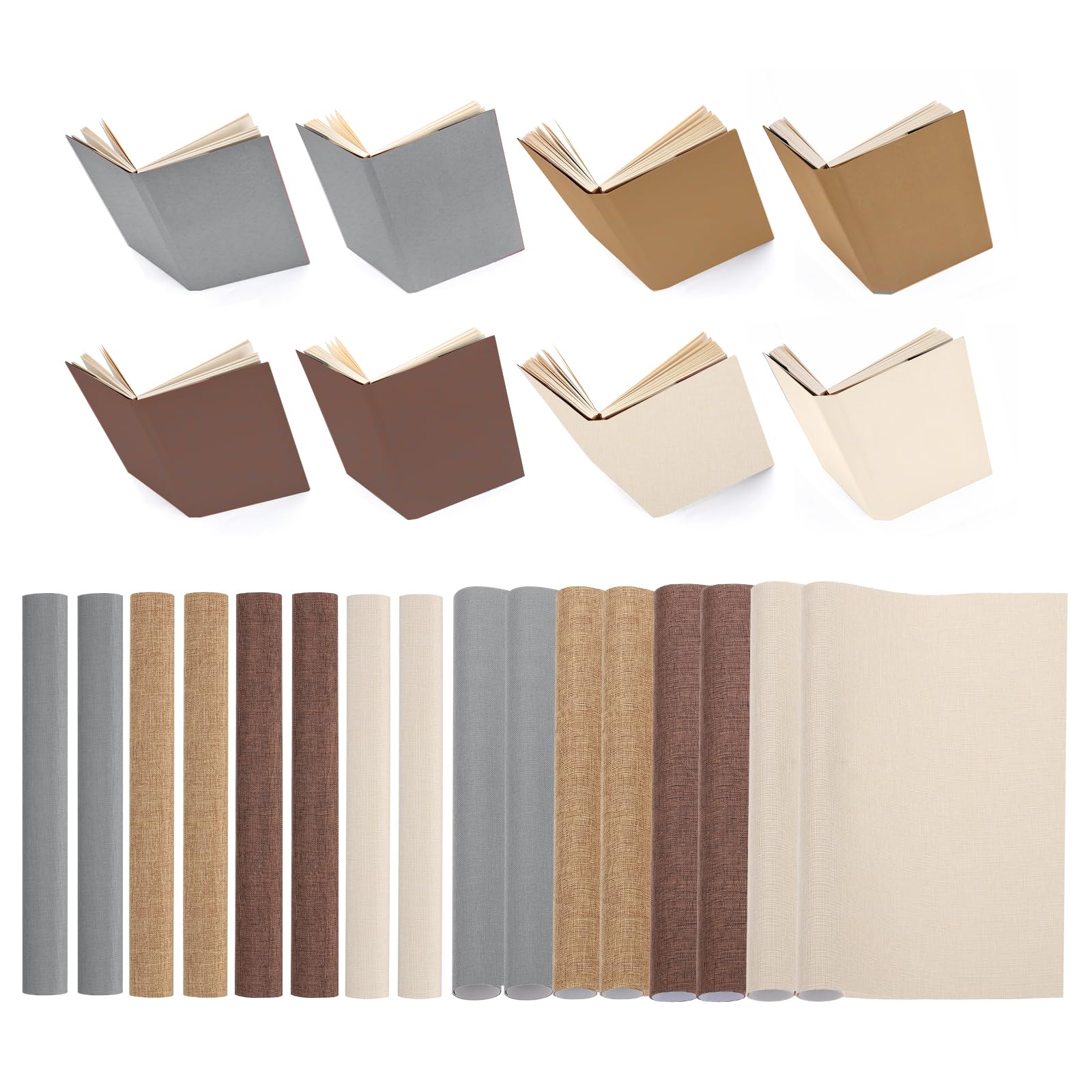 PATIKIL Bookbinding Cloth, 8Pcs Book Cover & Repair Cloth for Book Arts, Sewing, DIY Craft - Dark Brown/Brown/Gray/Beige