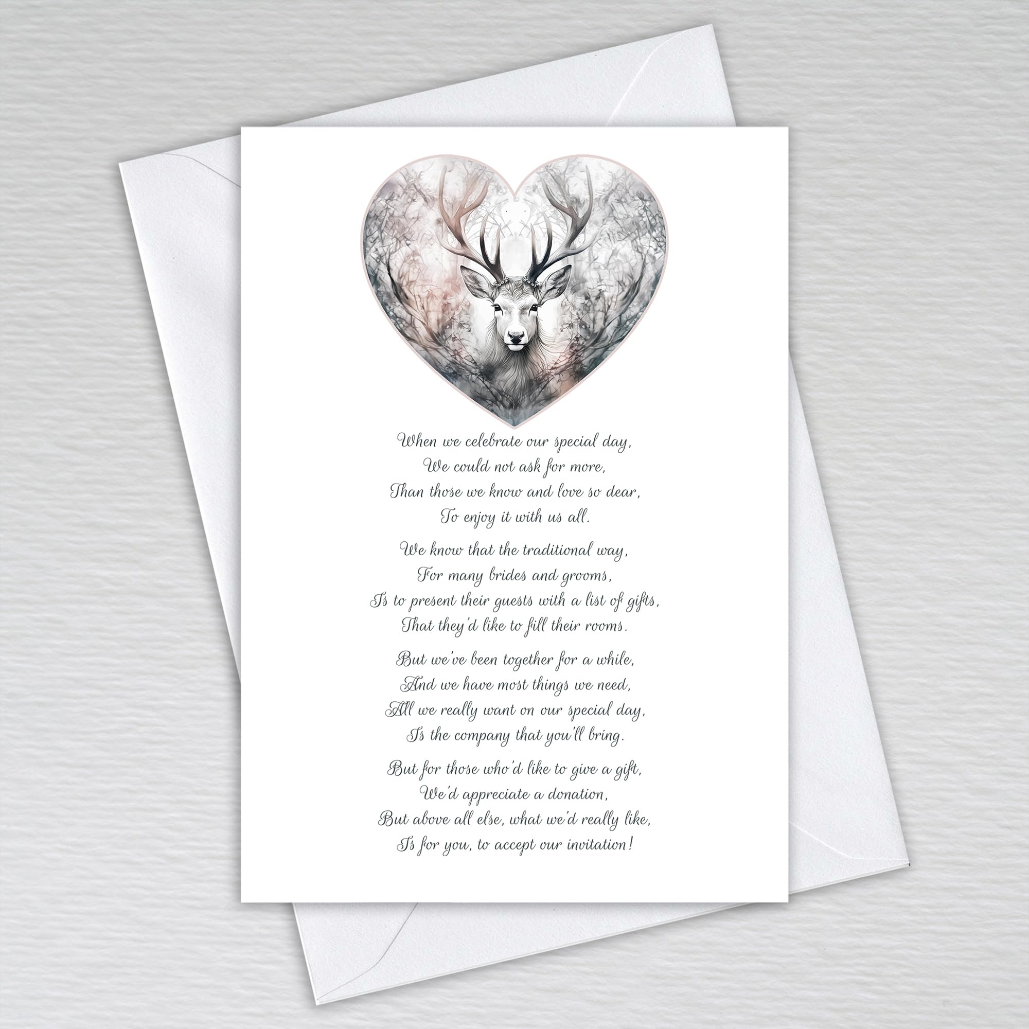 Wedding Gift Money Poem Cards - Scotland Highlands Stag Theme: Scottish Wedding Money Request Poem (Pack of 50 with Envelopes)