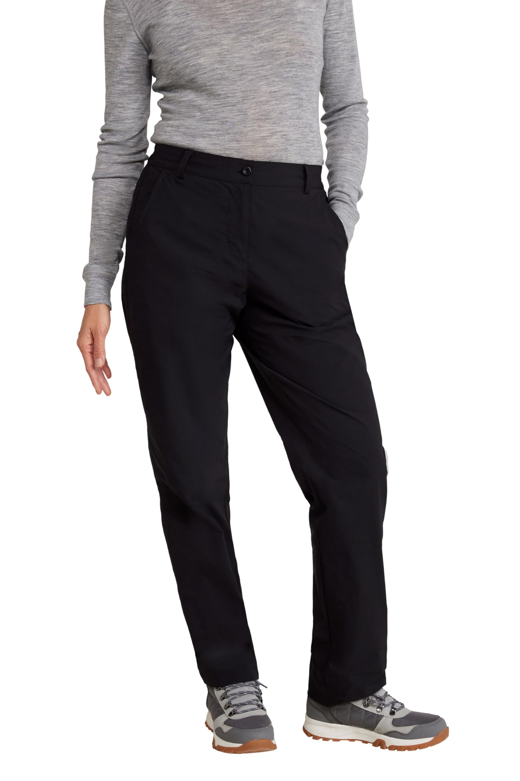 Mountain Warehouse Women's Black Delta Stretch Trousers - Lightweight, Quick Drying & Stretchy Pants With Elastic Waistband - Spring Summer Walking, Hiking, Outdoors Size 16