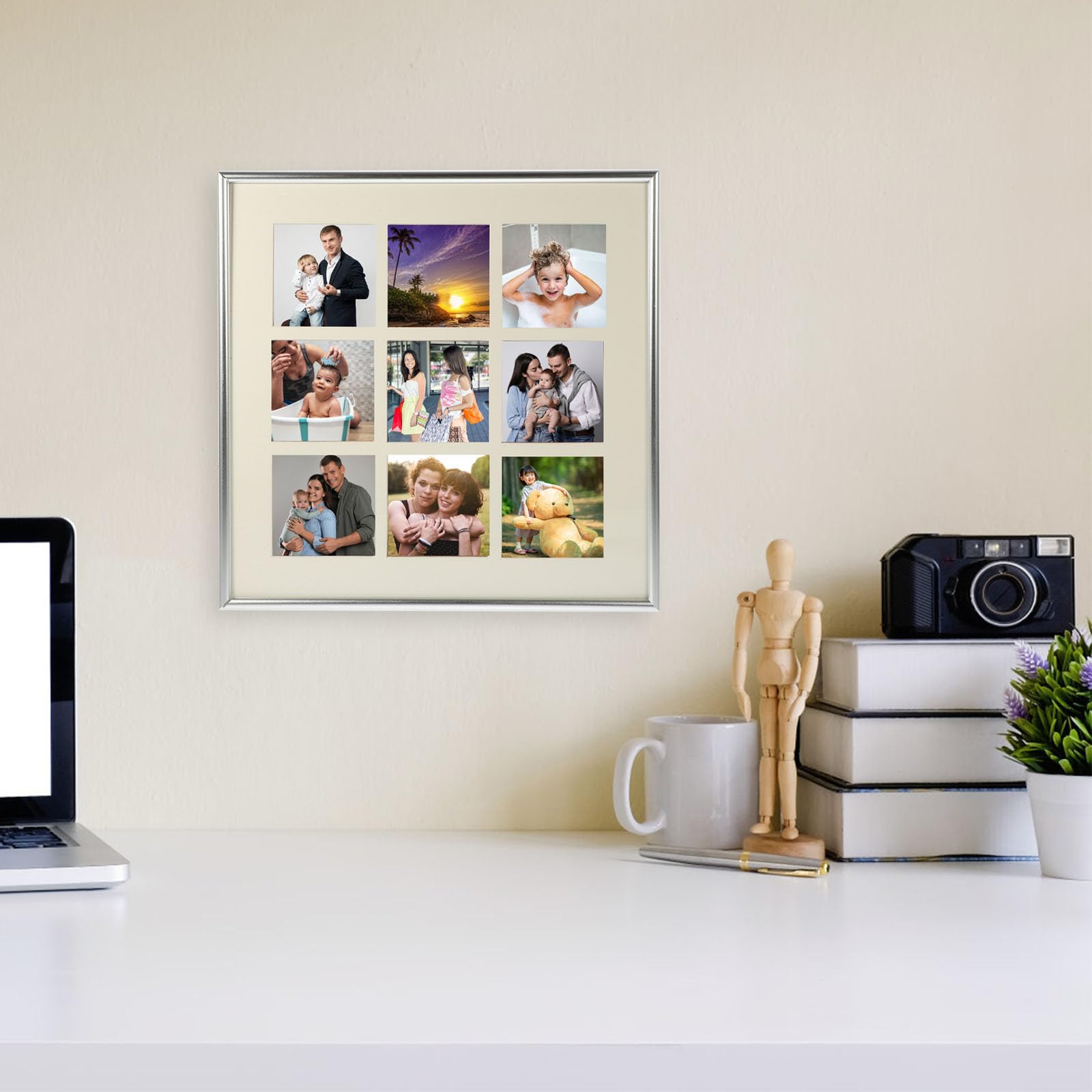 INOOMP Marco de Fotos de 9 Compartimentos para Pared y Escritorio