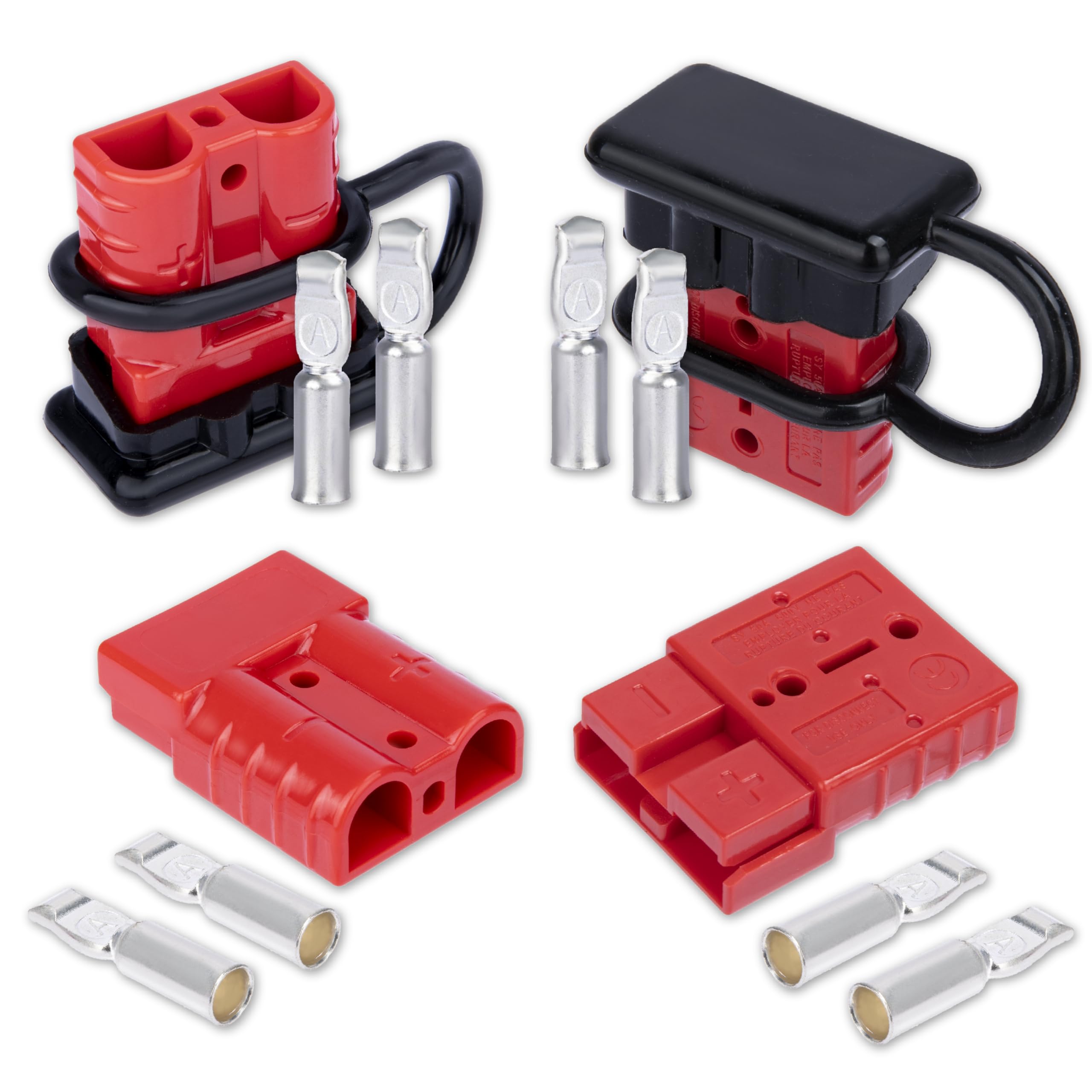 BFXM Anderson Connector 4 Pcs 50 Amp 12-36v Battery Quick Connect Disconnect Plug Kit Connectors for 6 to