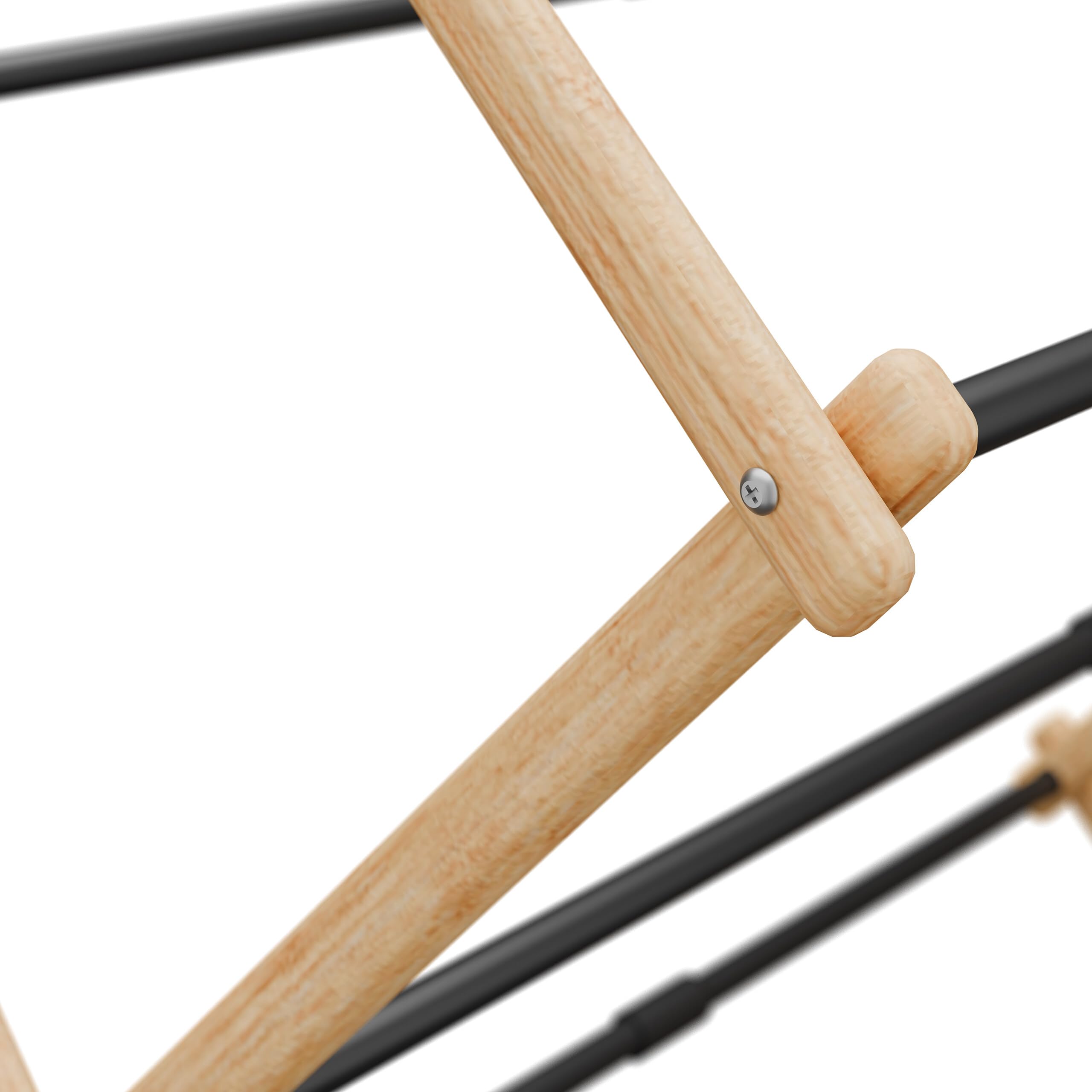 Tendedero Relaxdays, Plegable, Extensible, 11 Barras, HxBxT: 107 x 43-74 x 37 cm, bambú y Metal, Natural/Negro