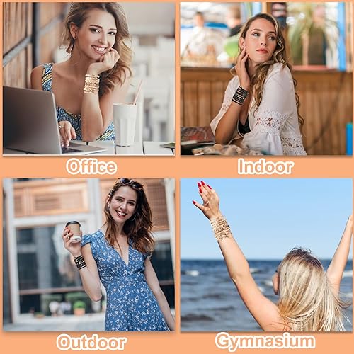 Miniatura 6 de Pulsera bohemia para el cabello, 20 unidades elásticas sin daños, accesorios para el cabello para niñas (negro y rosa)