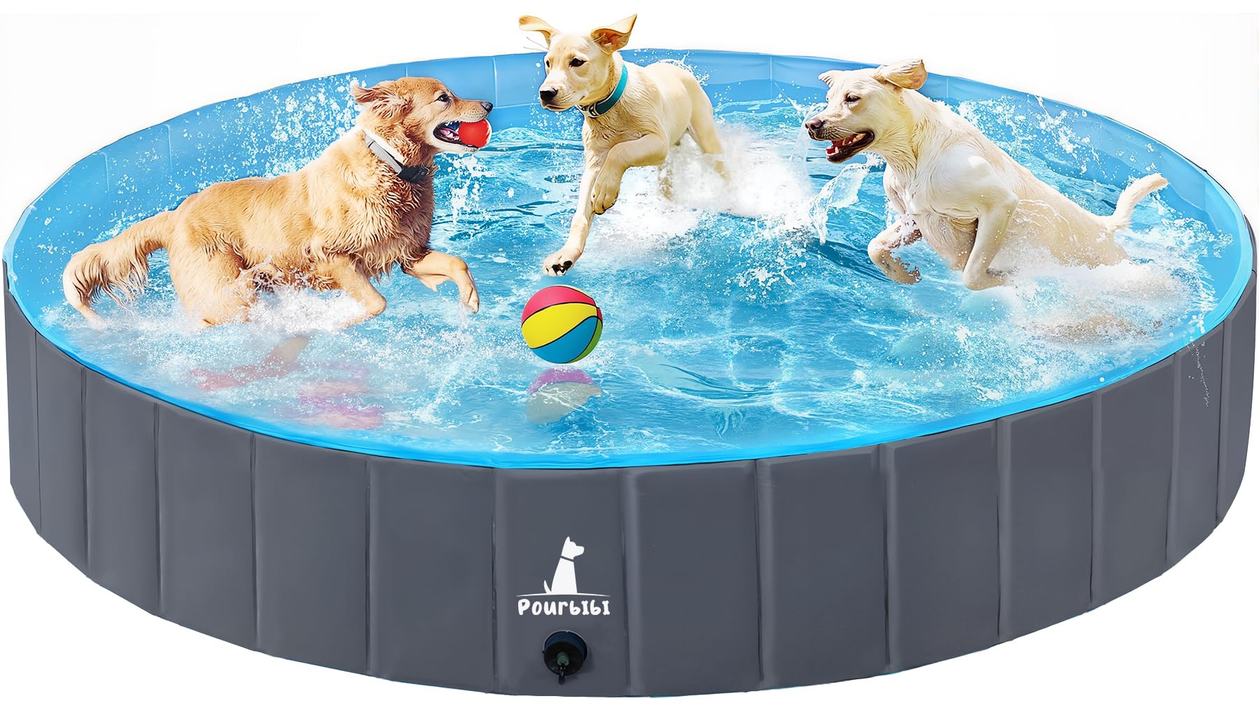 Pourbibi Piscina Per Cani Grandi, Vasca Da Bagno Pieghevole Per Cani, Antiscivolo, Piscina Per Bambini E Cani, 120 X 30 Cm