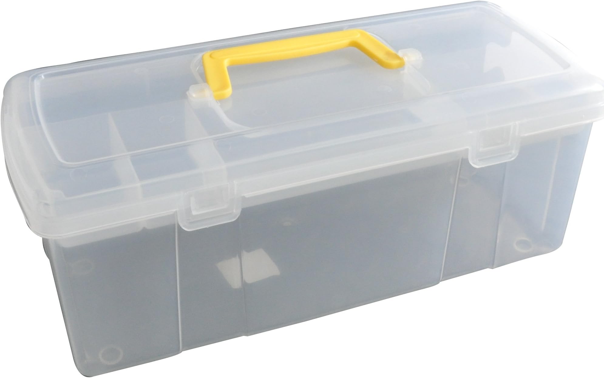 Whitefurze Utility Box with Yellow Handle, Natural, 5 Litre