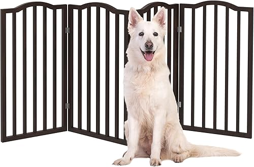 PETMAKER Pet Gate - Puerta para perros para puertas, escaleras o casa - Independiente, plegable, estilo acordeón, valla de madera de interior para