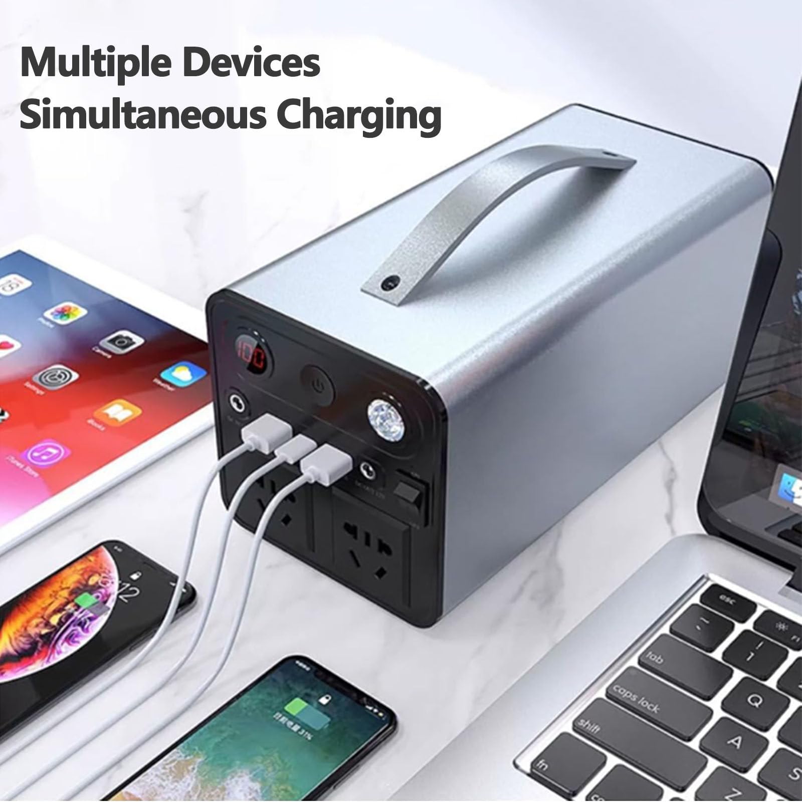 Centrale elettrica Portatile, generatore da Esterno, Alimentatore di Emergenza CA da 90000 mAh, Grande capacità, 300 W, Adatto per Campeggio e Viaggi in Camper.
