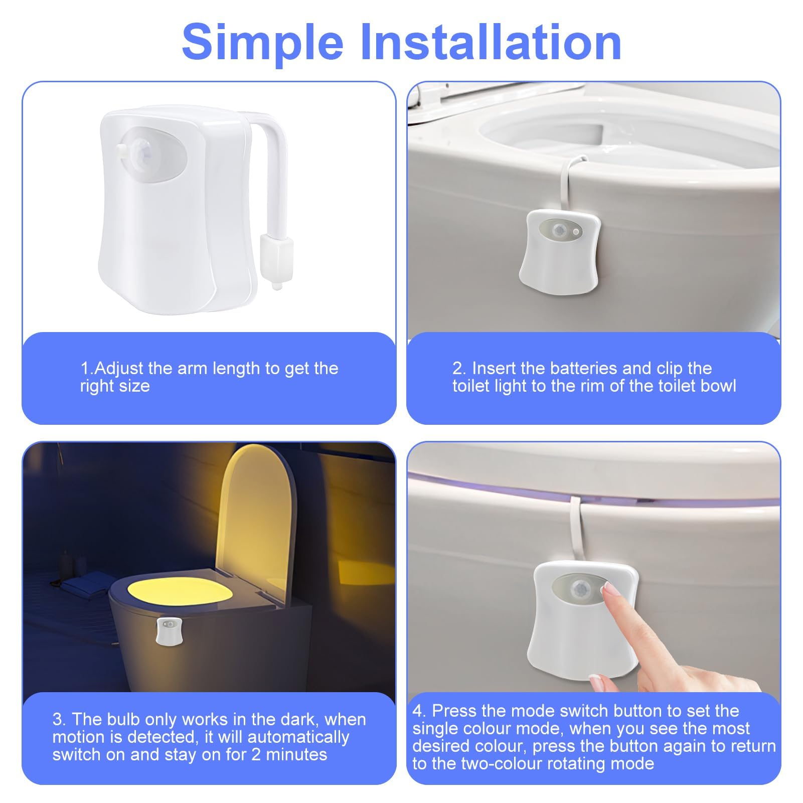 Toilet Light Inside Toilet with 16 Color Variations, Waterproof Automatic Motion Sensor LED Bathroom Toilet Bowl Light - Image 4